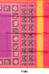 Art Silk Saree Plain Body With Patola Design Pallu Along With Contrast Blouse