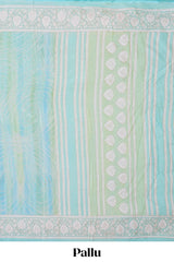 Green Brasso Saree Foil Printed Across The Body And Floral Motifs Pallu