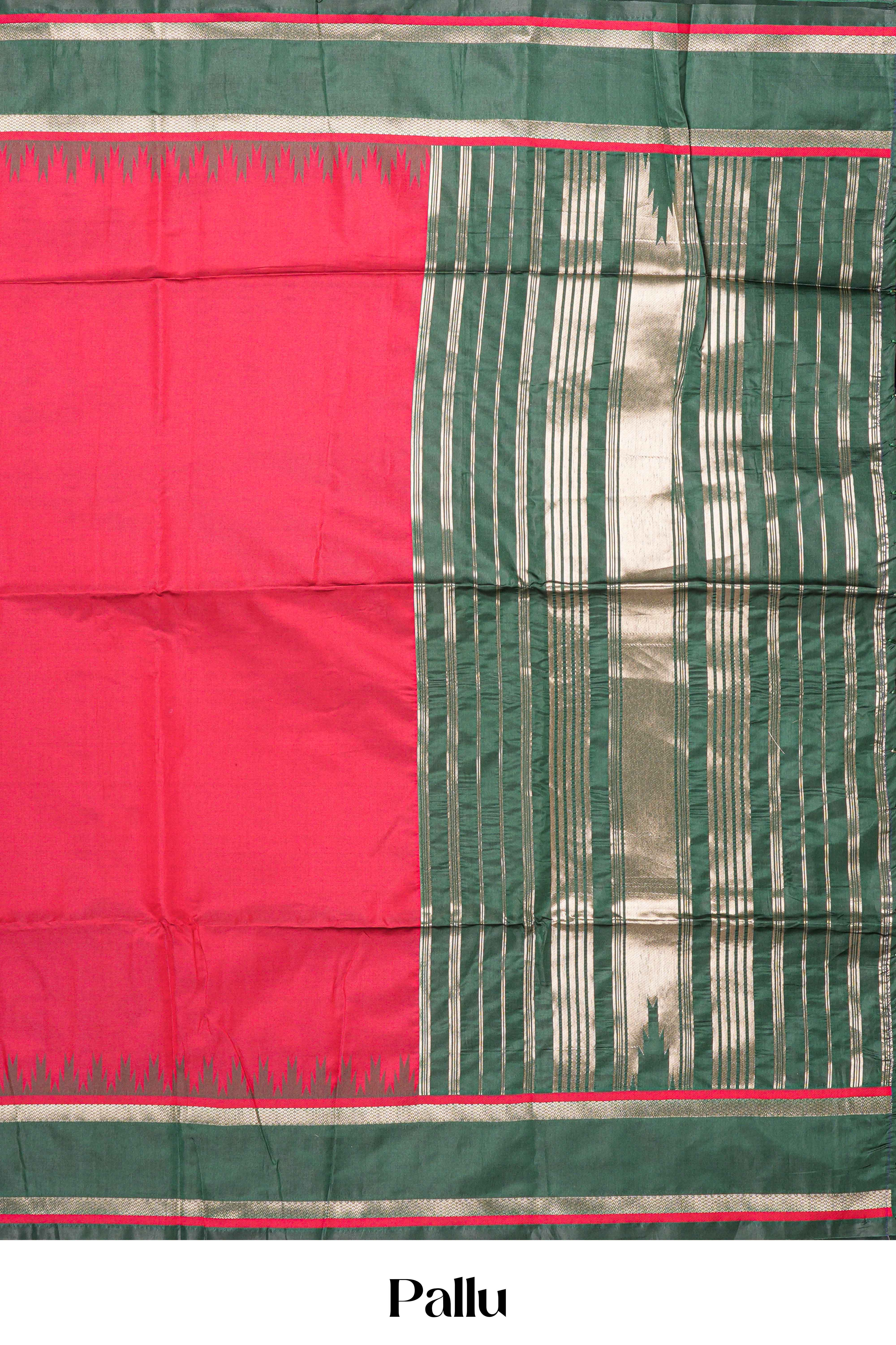 Maroon Retta Petta Art Silk Saree With Plain Body Retta Petta Border Contrast Intricate Gold Zari Stripes Pallu Along With Geometric Motifs Blouse