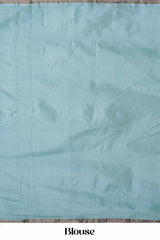 Majestic Pure Tussar Silk Saree in Aqua Blue with Oversized Silver Zari Butta Motifs and Contemporary Traditional Elegance