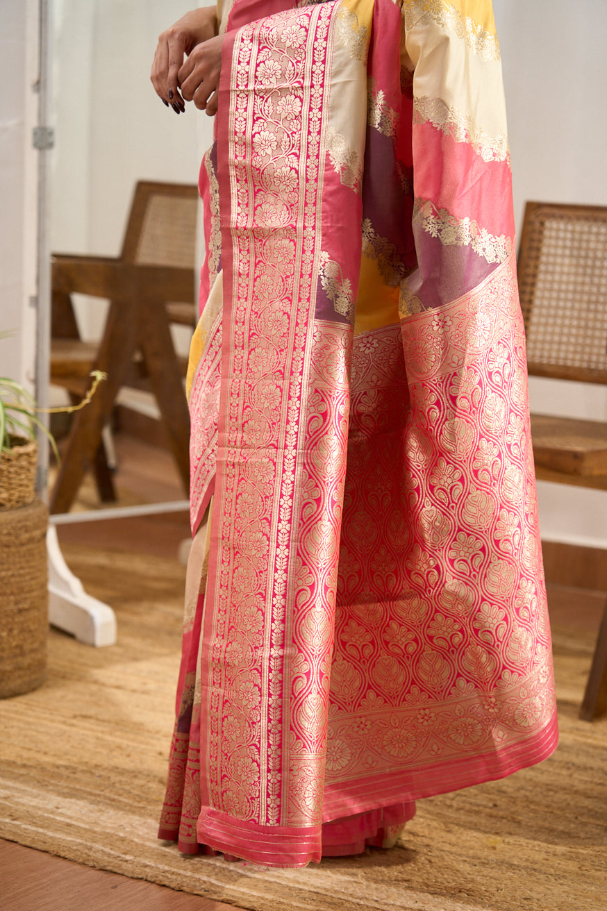 Art Silk Saree Rangart Design Across The Body With Contrast Pallu