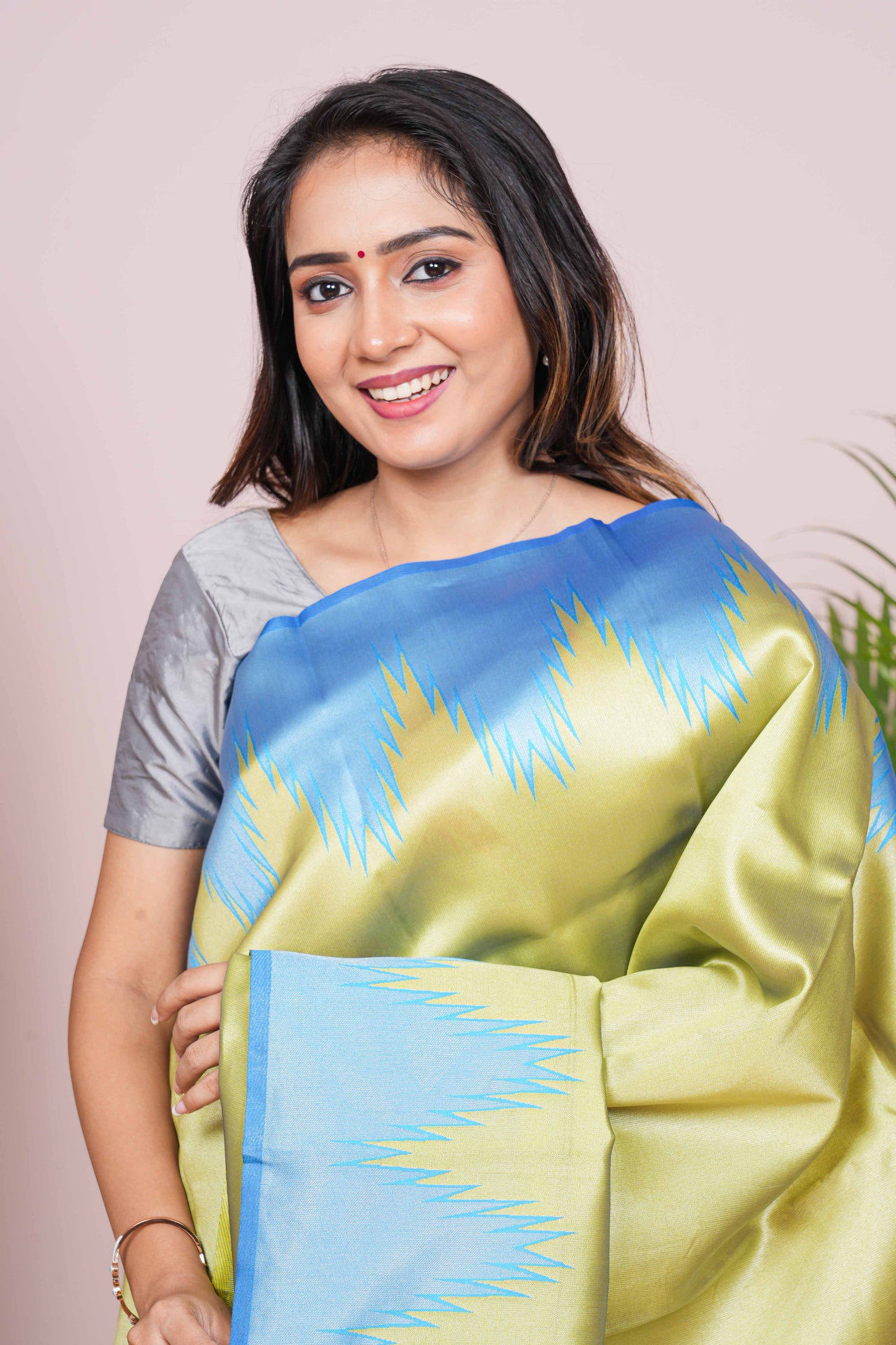 TISSUE SAREE GREEN AND BLUE