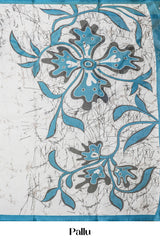 White south cotton Saree Digital Floral Print Across The Body With Contrast Border Along With Pink Flower Motifs Blouse