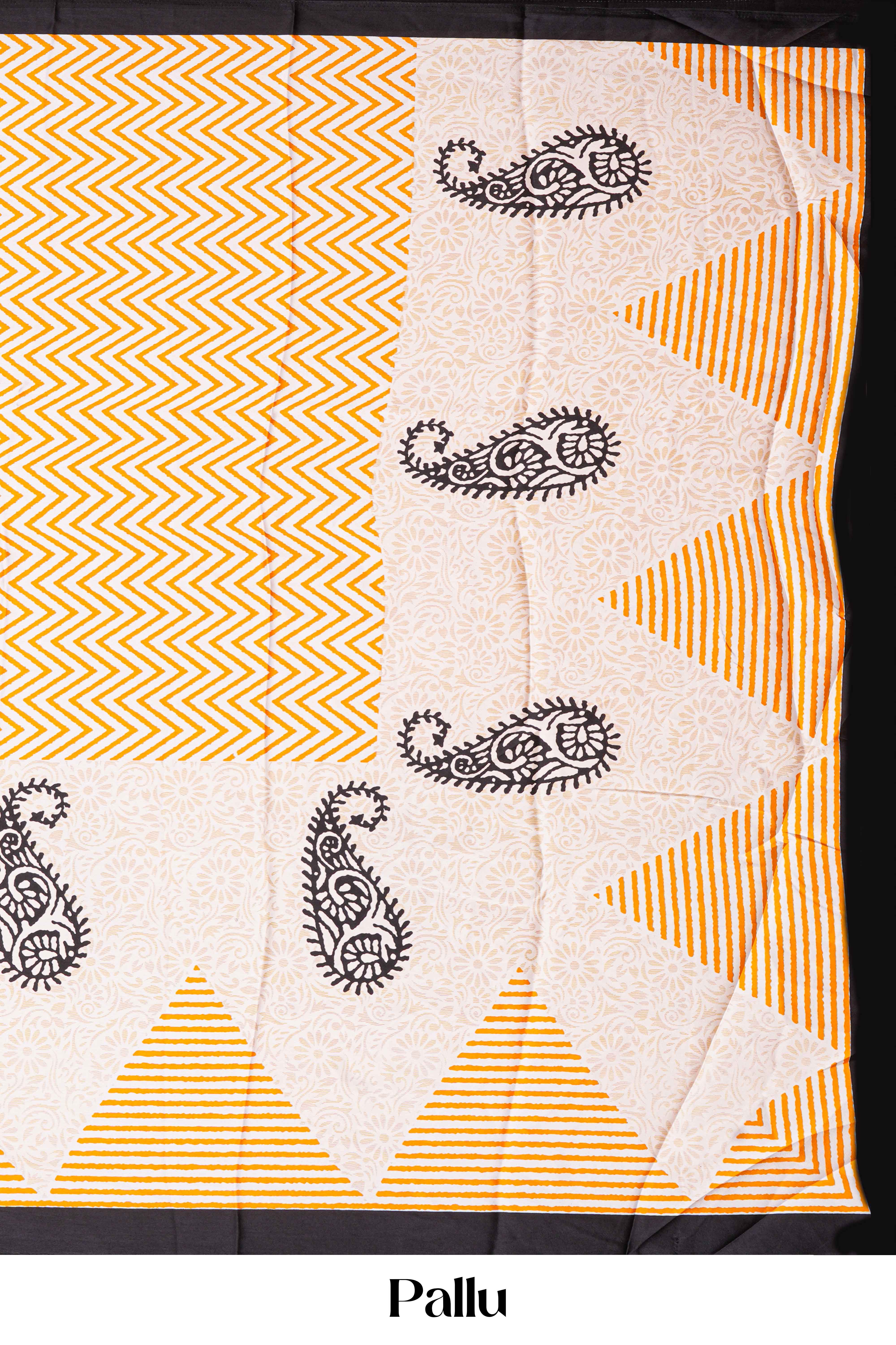 Yellow Modal Silk Saree Lightweight ,Flowy. Chevron Design Contrast Border