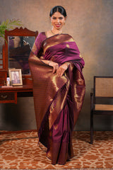 Maroon colour Semi soft Silk Saree Gold Zari Buttas design with Floral Woven Zari Border and Matching Blouse