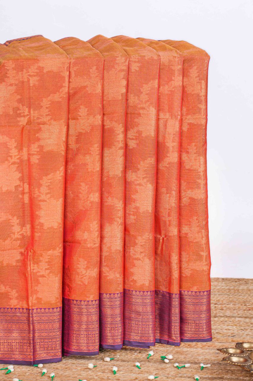 orange cotton saree