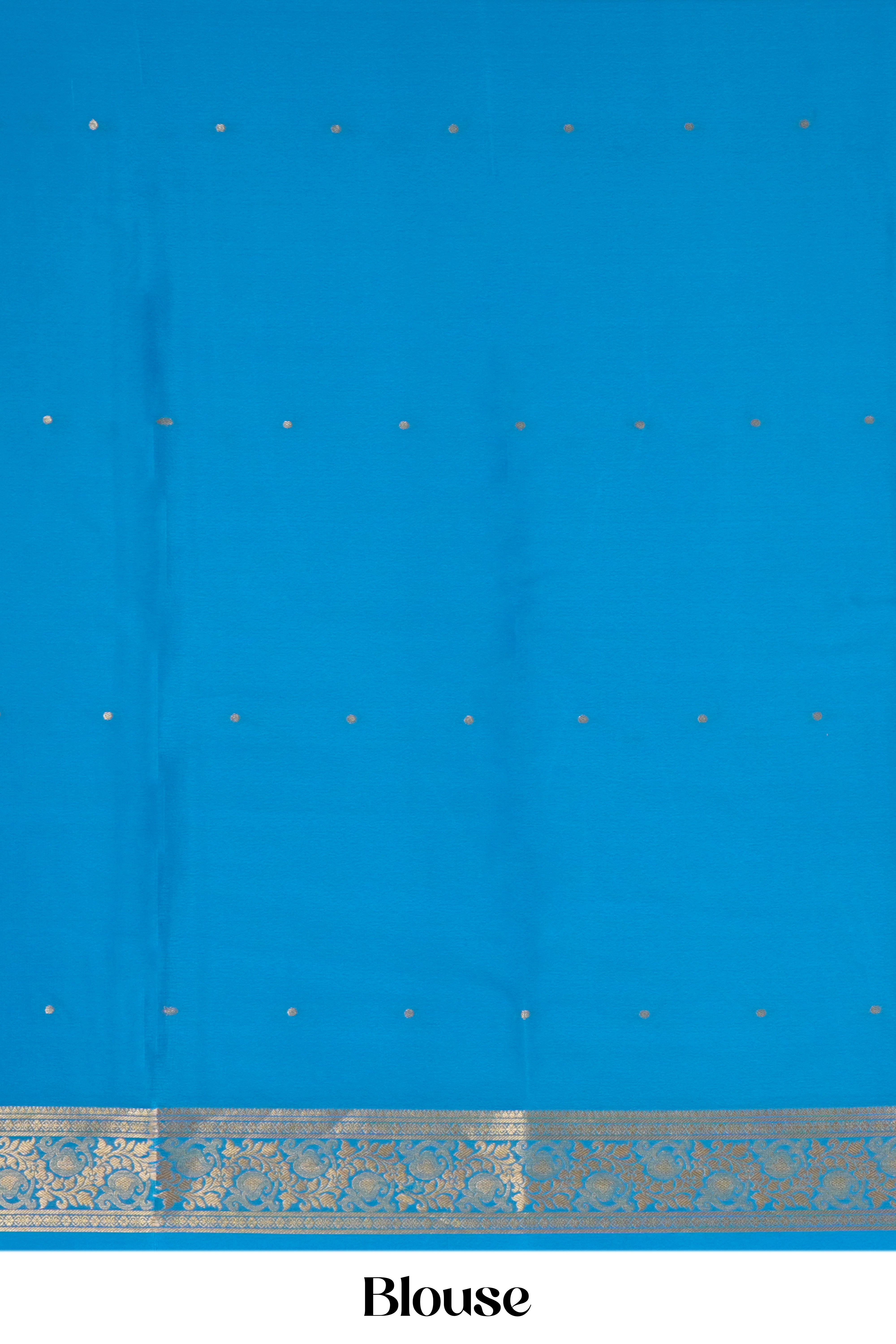 Pure Mysore Silk Saree in Royal Purple with Contrast Blue Zari Border and Elegant Body Buttas