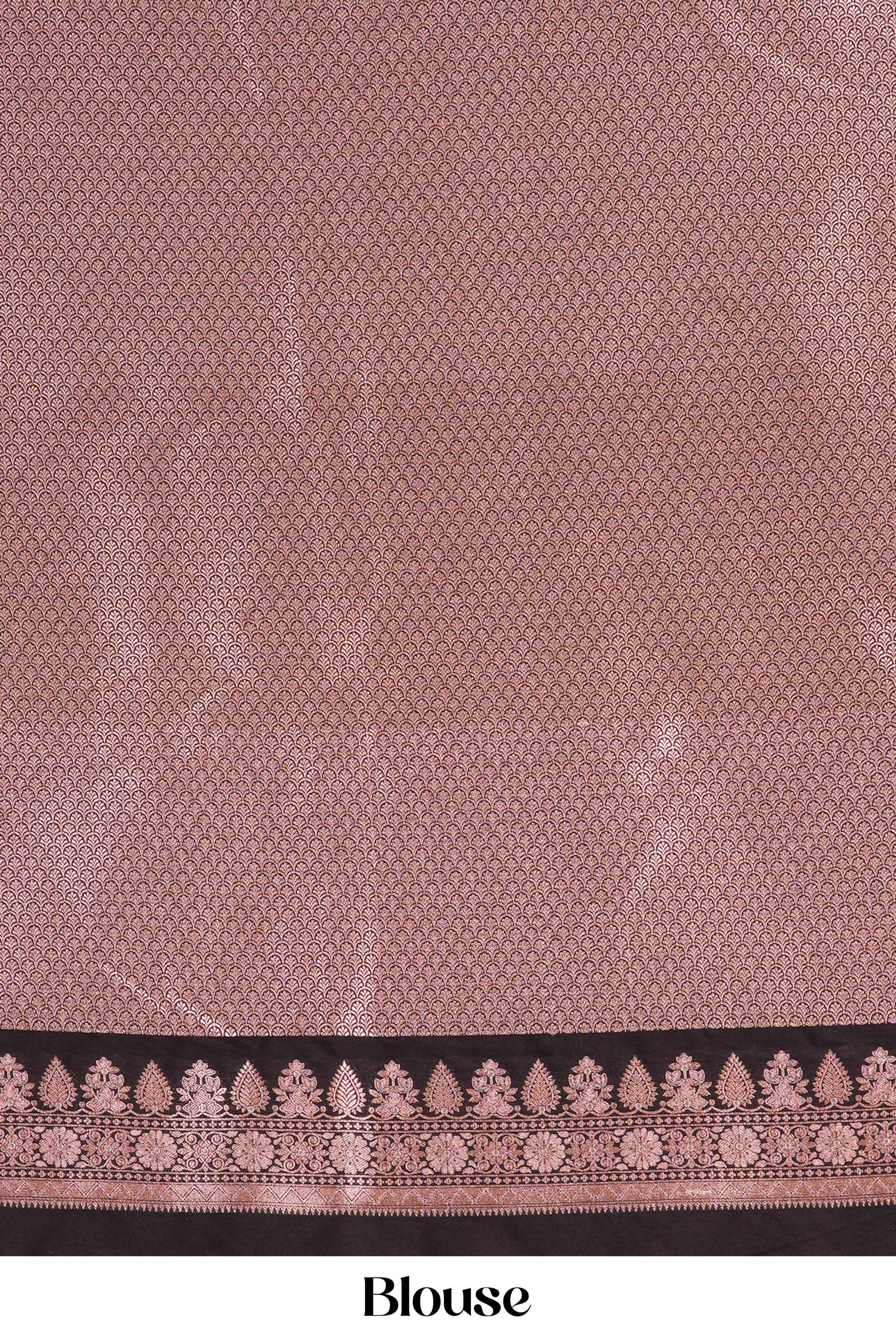 Brown blouse fabric with a decorative border