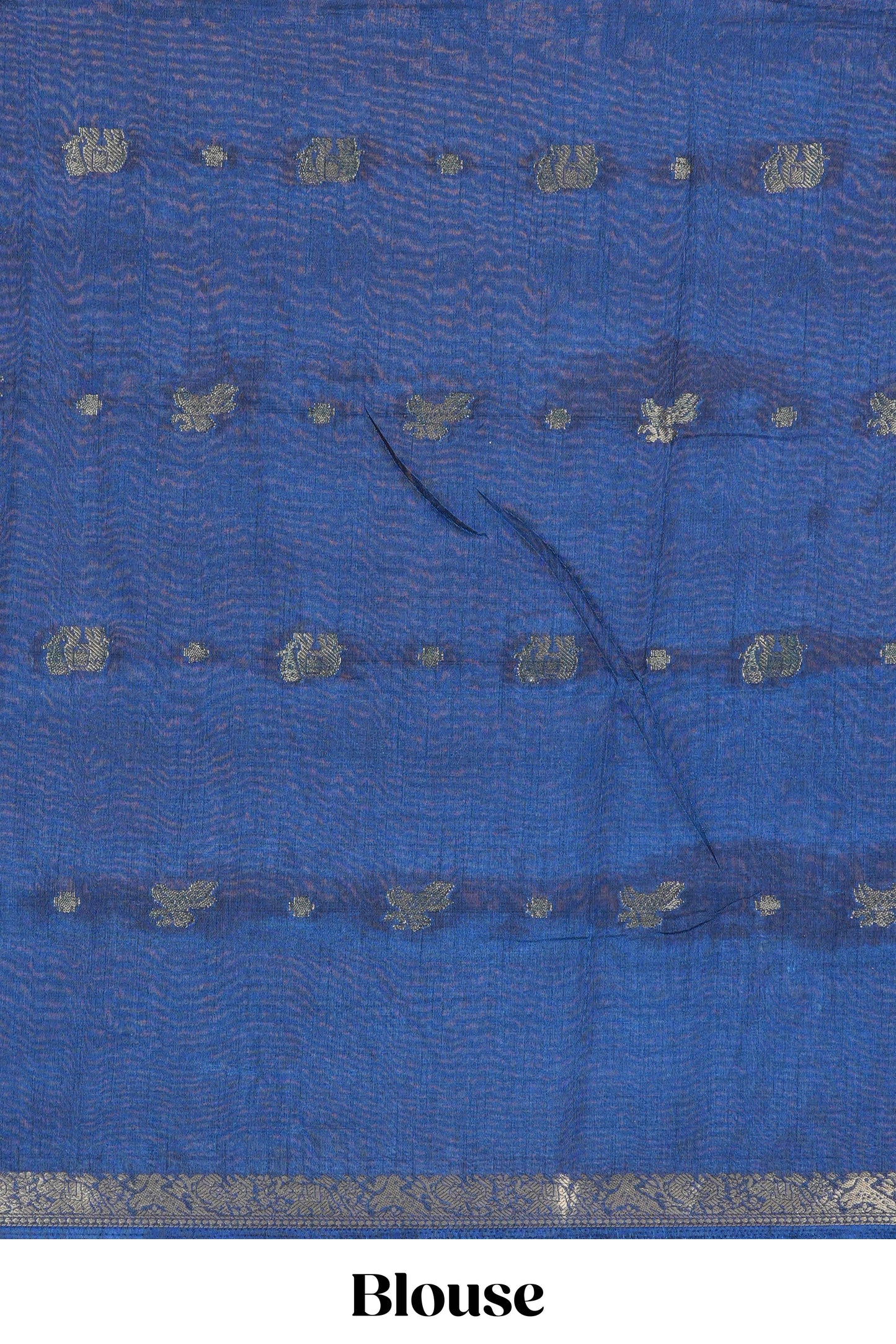 Sandal Semi Dola Silk Saree All- Over Leaf Printed, Zari Butta And Stripes Pallu Along With Contrast Blouse