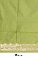 Blue Semi Art Silk Saree Delicate Golden Zari Motifs Along With Thalampoo Zari Woven Across The Body. The Border Is Broad With Intricate FloralZari Weaving Rich Golden Zari Pallu