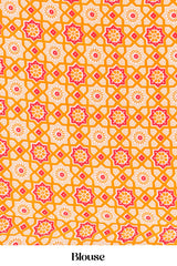 Vibrant Yellow Modal Silk Saree The Body Has Fine Vertical White Stripes The Border Are Highlighted Pichwai Design Along With Ajrakh Printed Blouse