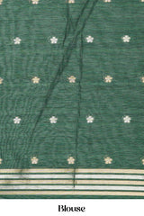 Munga Cotton Saree All Over Zari Butta With Floral Design Pallu