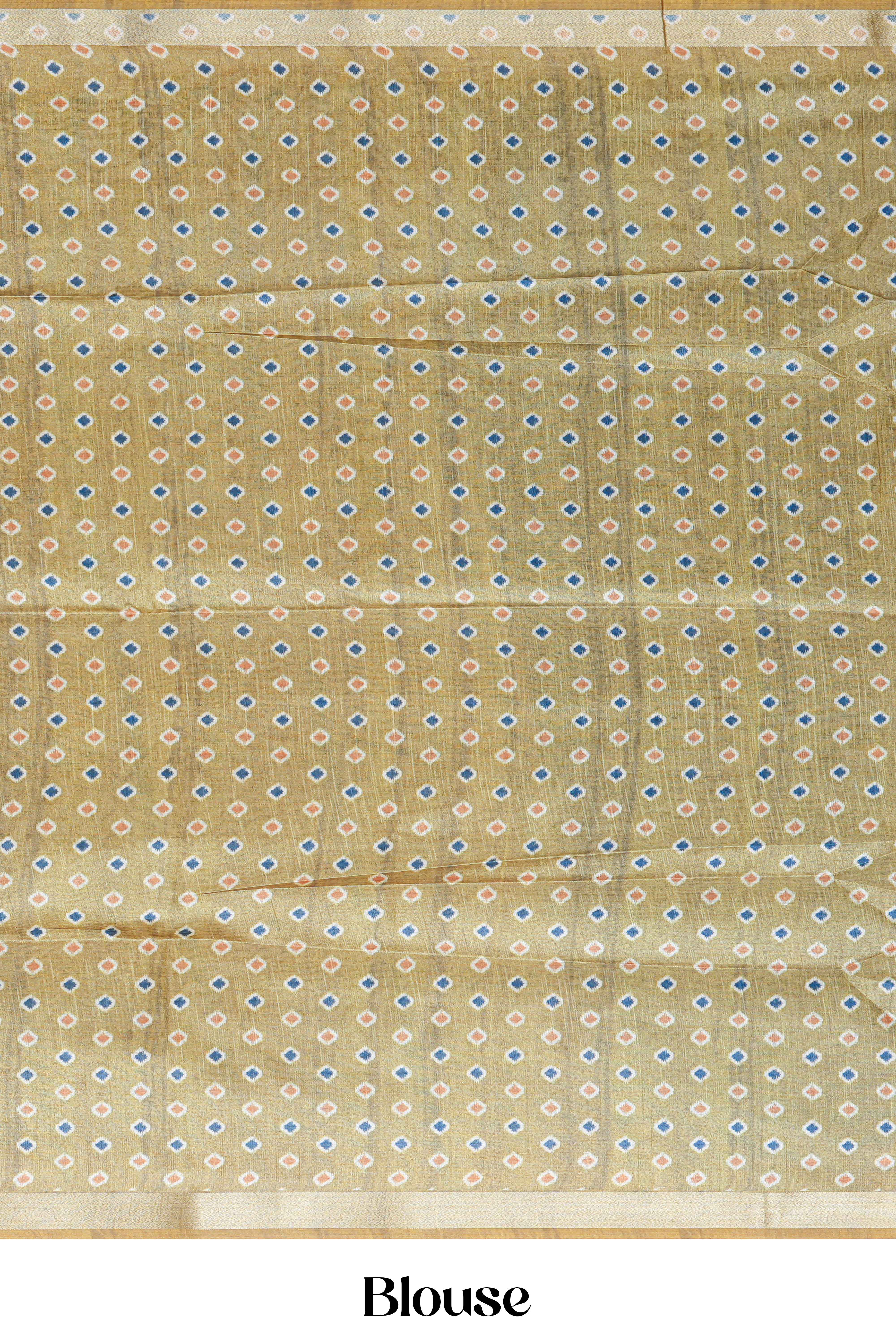 Art Tussar All Over Bandhani Print With Contrast Pallu Along With Blouse