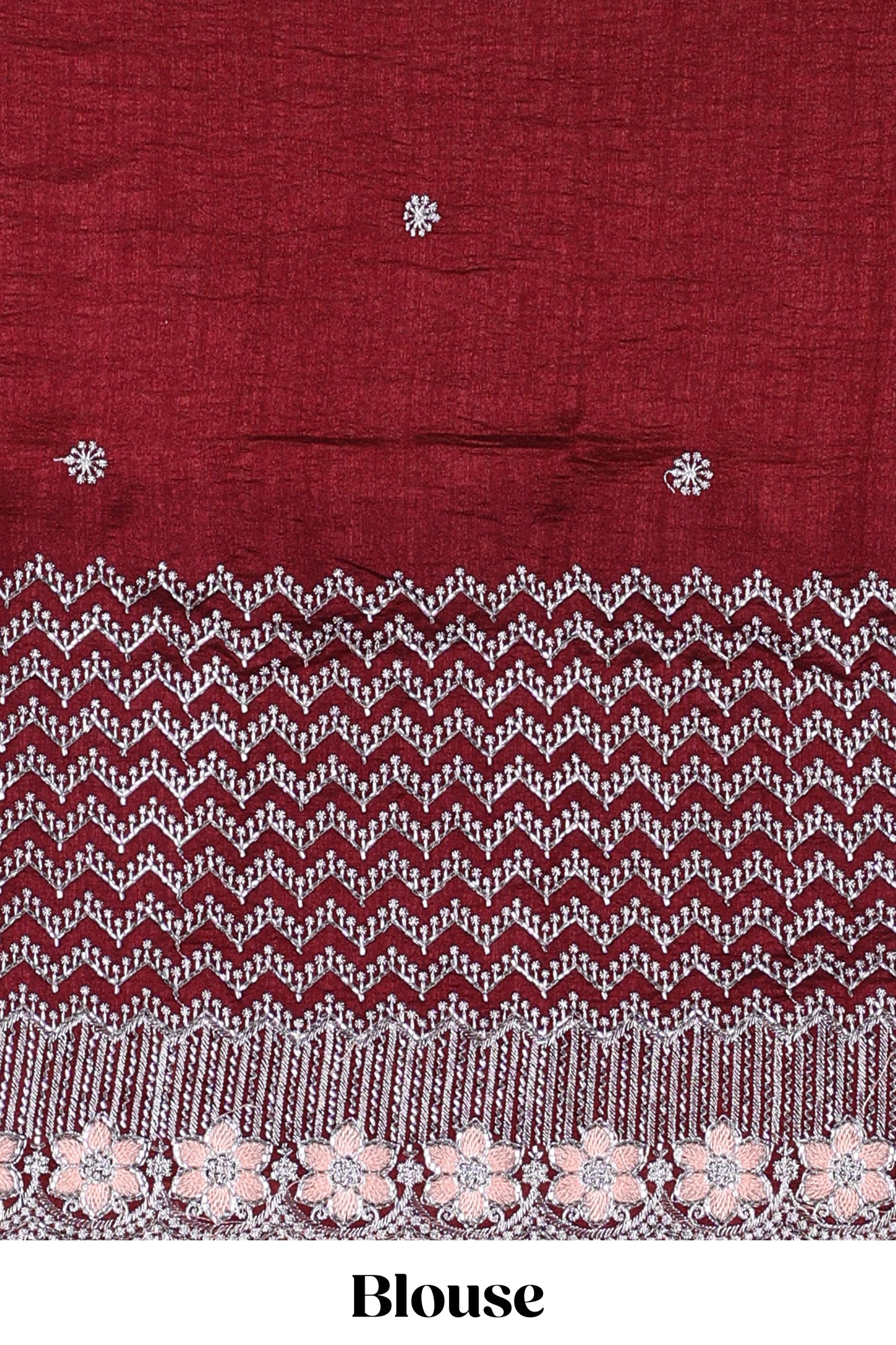 Orange designer georgette space silk saree with heavy stone & beads work, short pallu and contrast sequin embroidered blouse