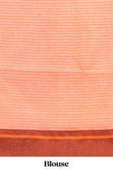 White checked south cotton saree with contrast border and matching striped pallu