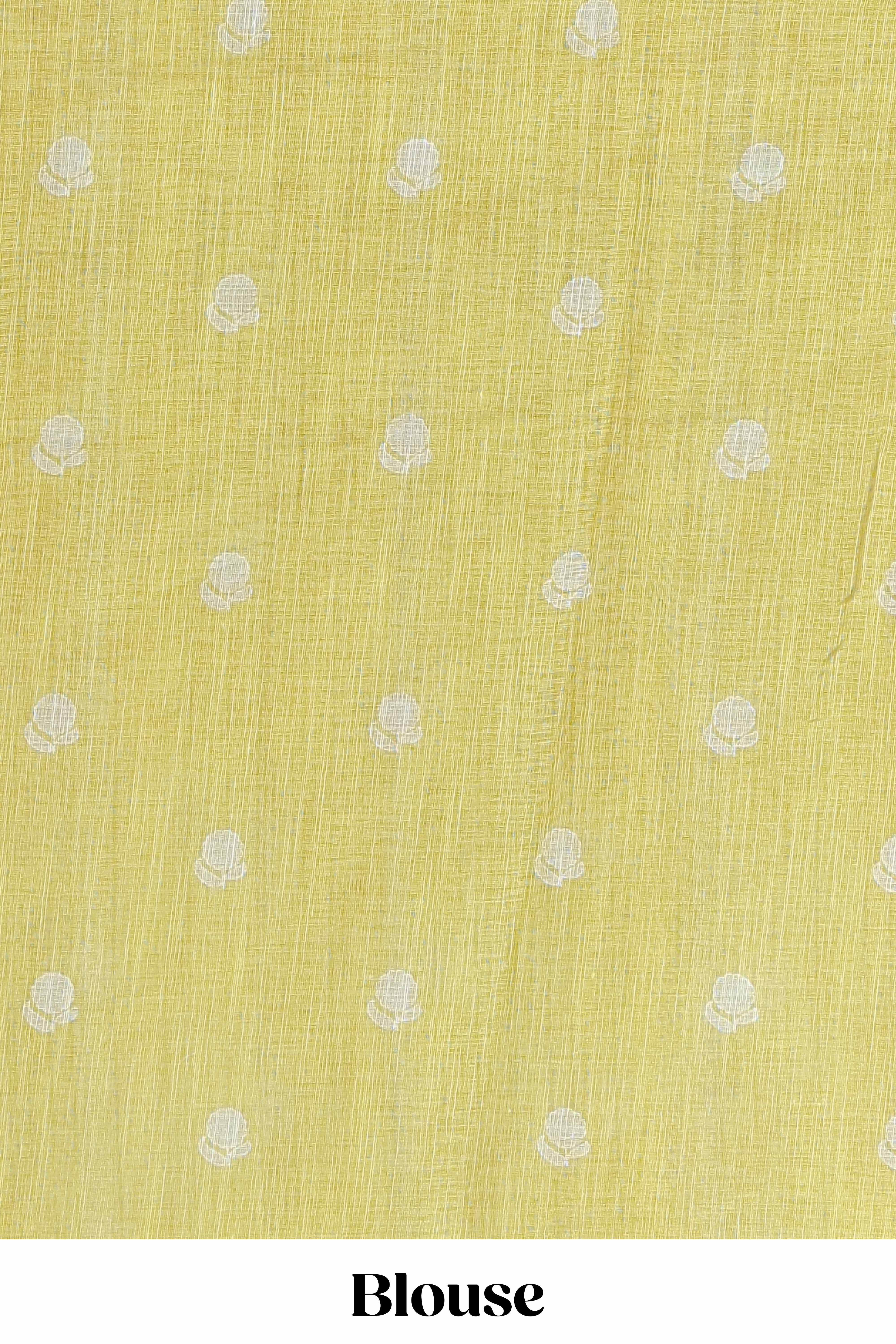 Lemon yellow Linen Cotton Body Flower Print With Border Pichwai and Lotus Flower Print and Printed Blouse