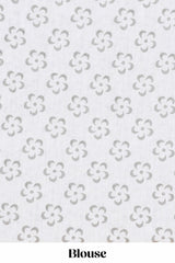 White and grey geomentric style linen cotton saree with matching blouse and printed pallu