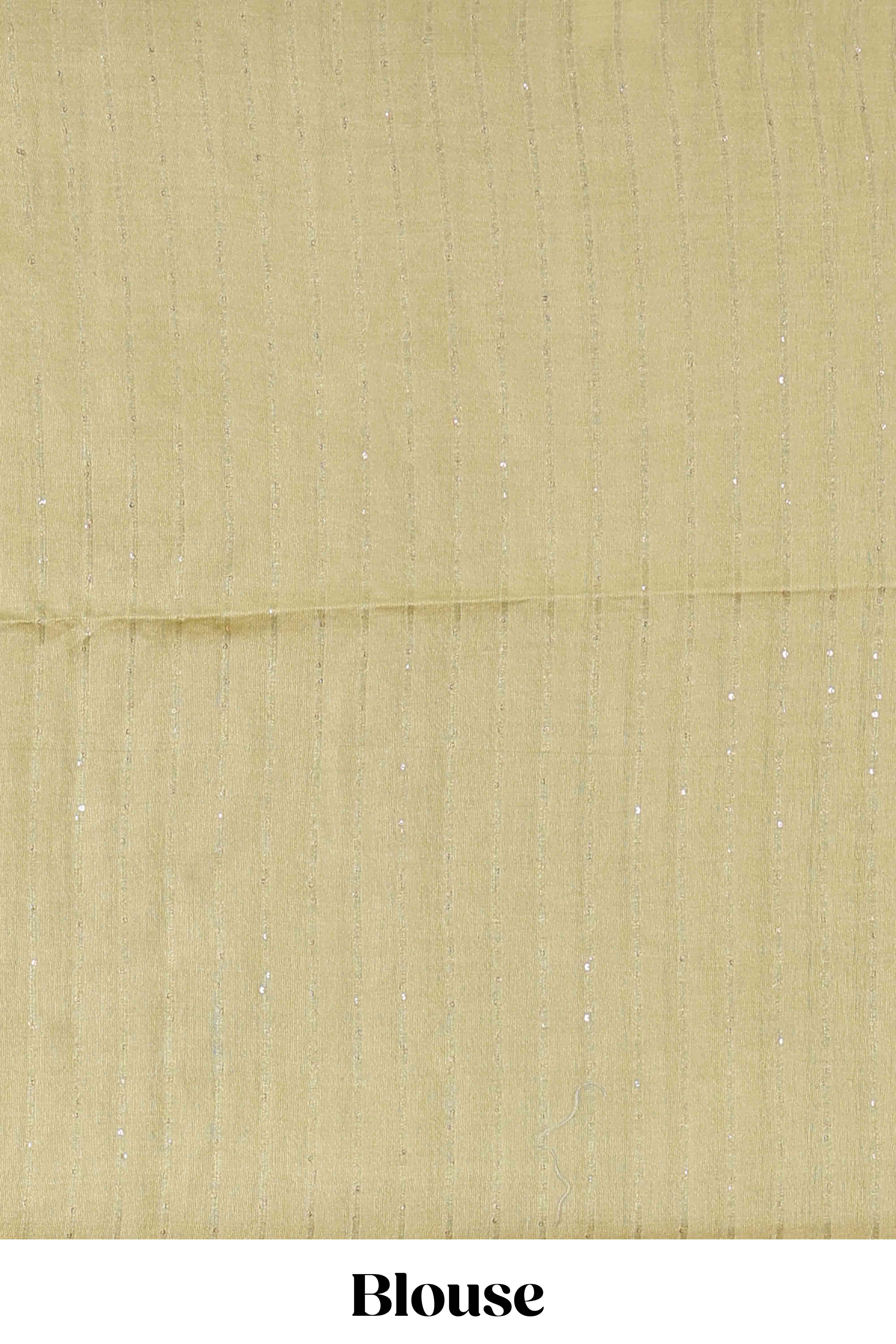 Borderless sandal geomentric floral vines chikankari cotton saree with stripes pallu