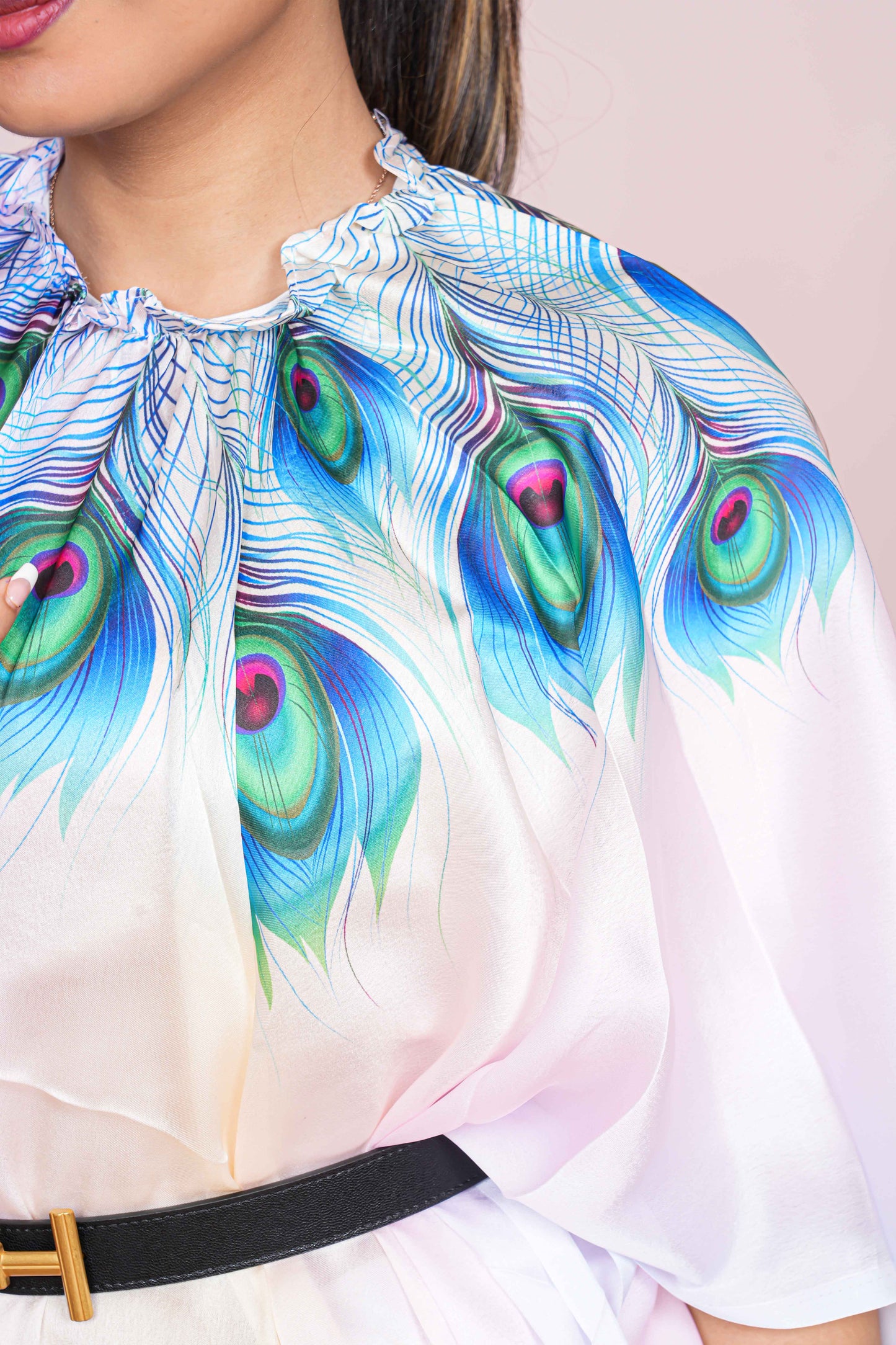PEACOCK FEATHER PRINTED SAREE