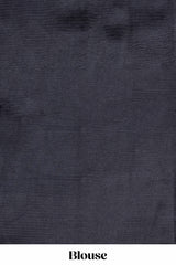 Borderless black south cotton saree with blue adire batik print on body and pallu