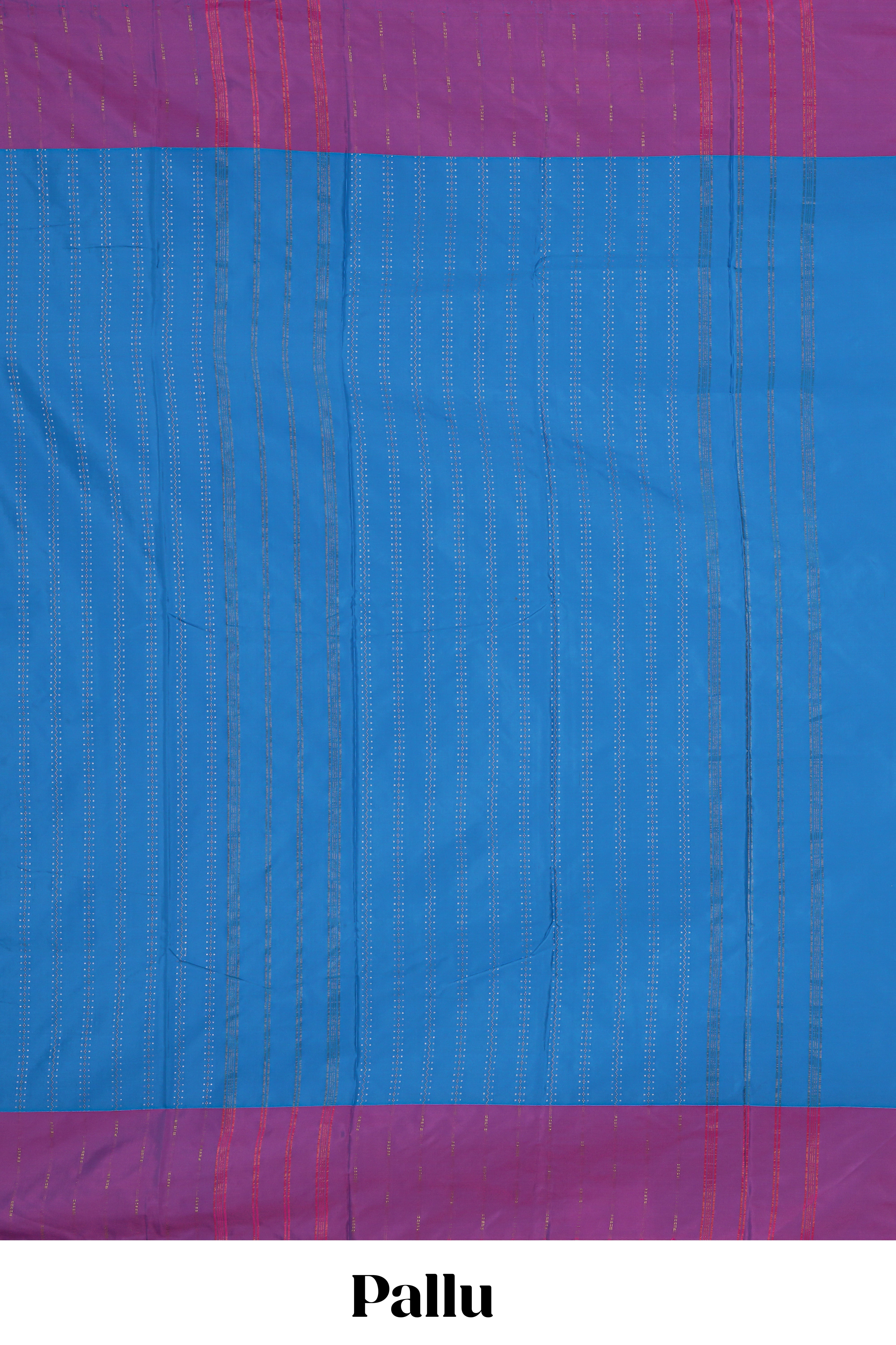 Blue striped design arani gift saree with contrast border and matching blouse