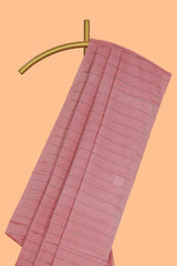Borderless peach striped design arani gift saree with contrast pallu and plain blouse