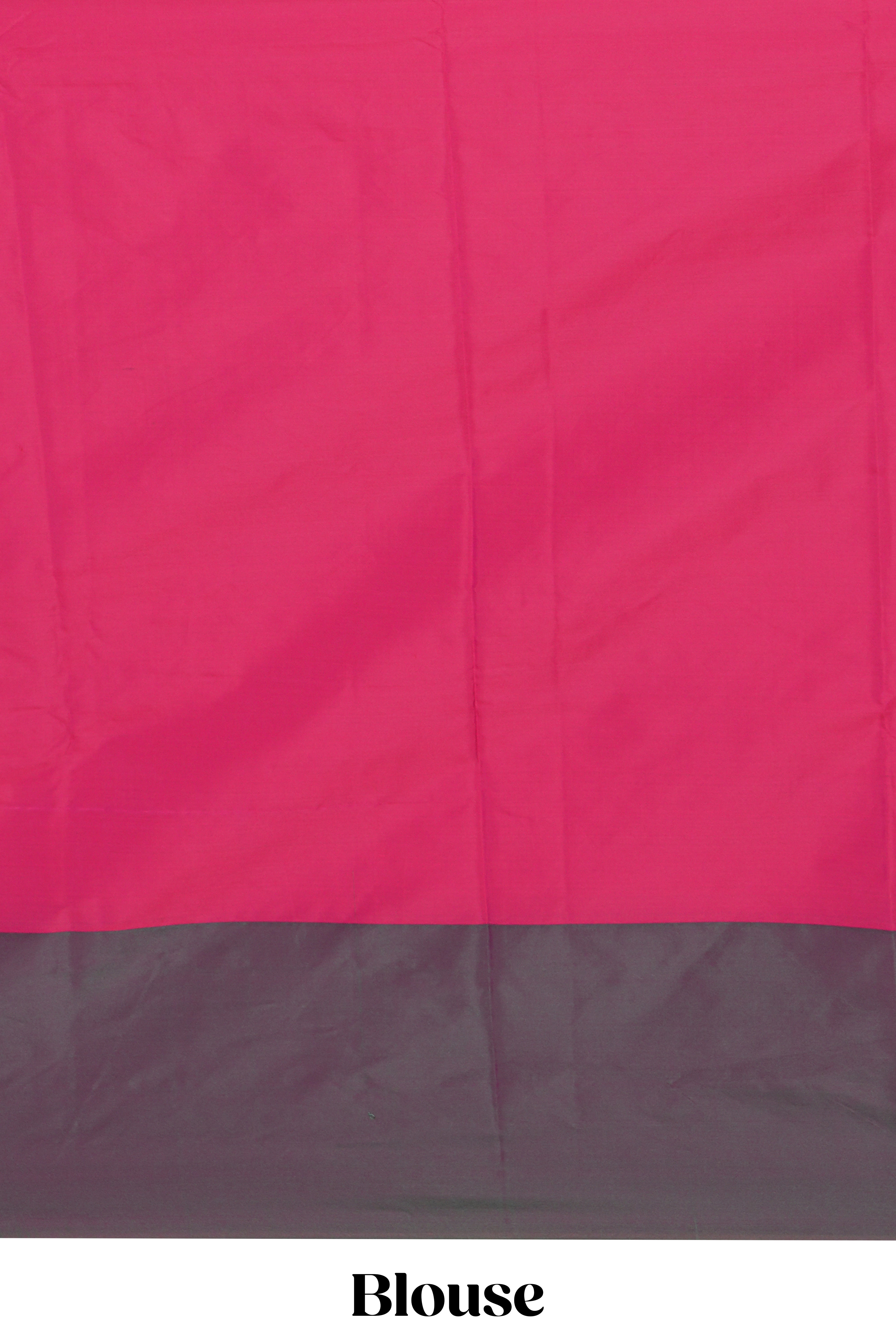 Pink checked and motifs design arani gift saree with contrast border and matching blouse