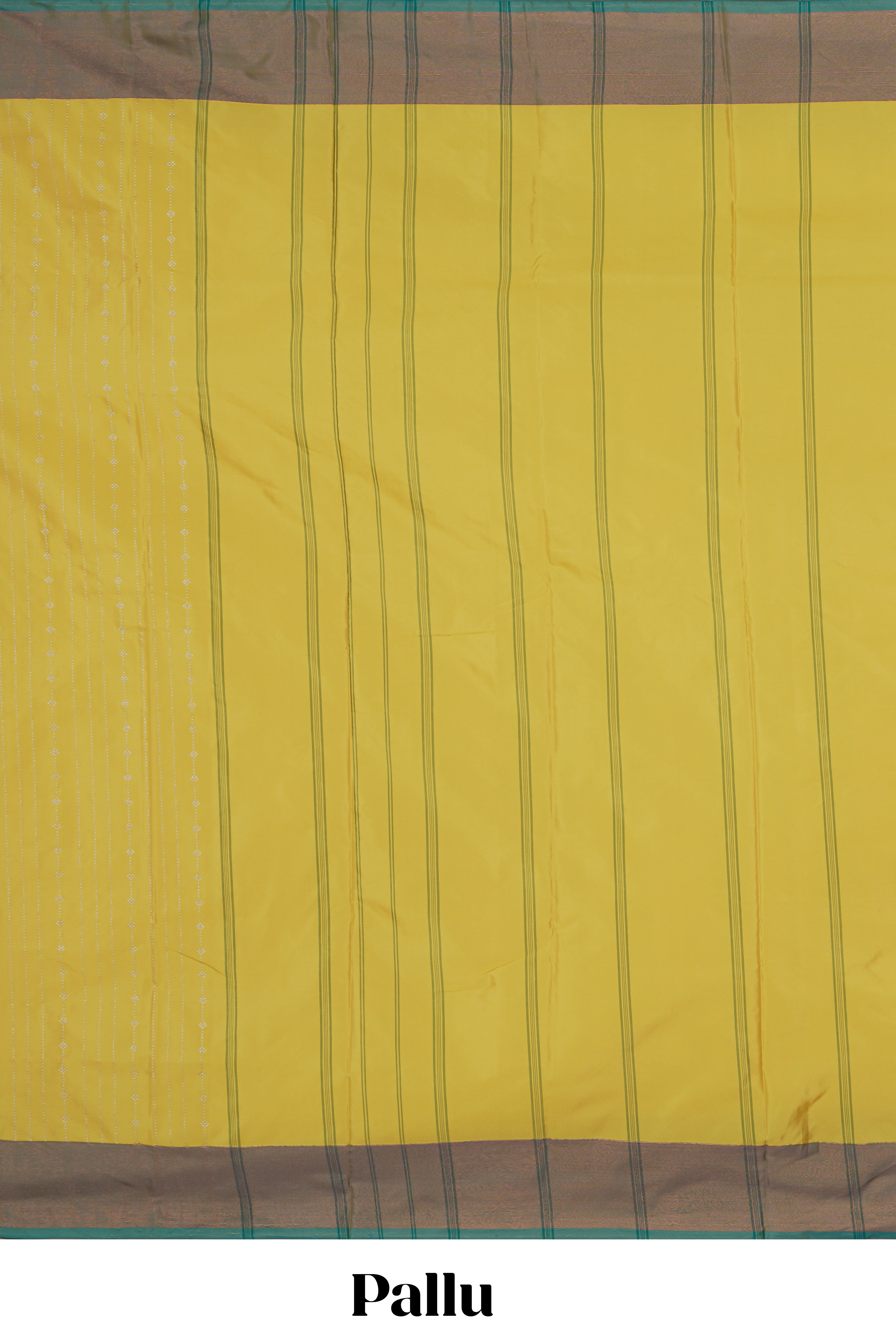 Yellow striped design arani gift saree with contrast border and plain blouse