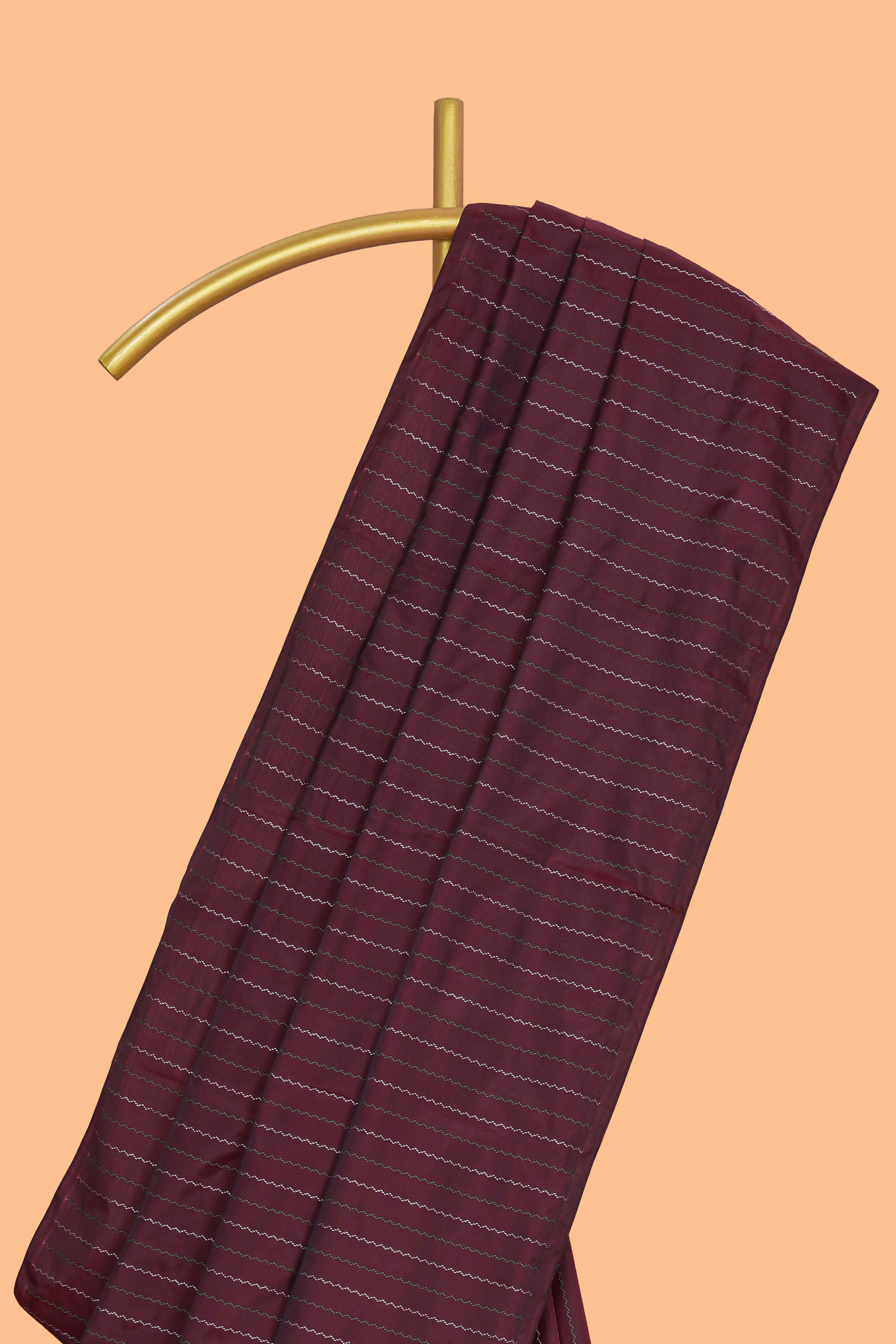 Borderless purple striped design arani gift saree with contrast pallu and plain blouse