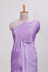 Lavender art mysore silk saree with retta petta contrast border and rich pallu with plain blouse