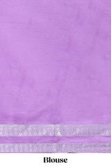 Lavender art mysore silk saree with retta petta contrast border and rich pallu with plain blouse