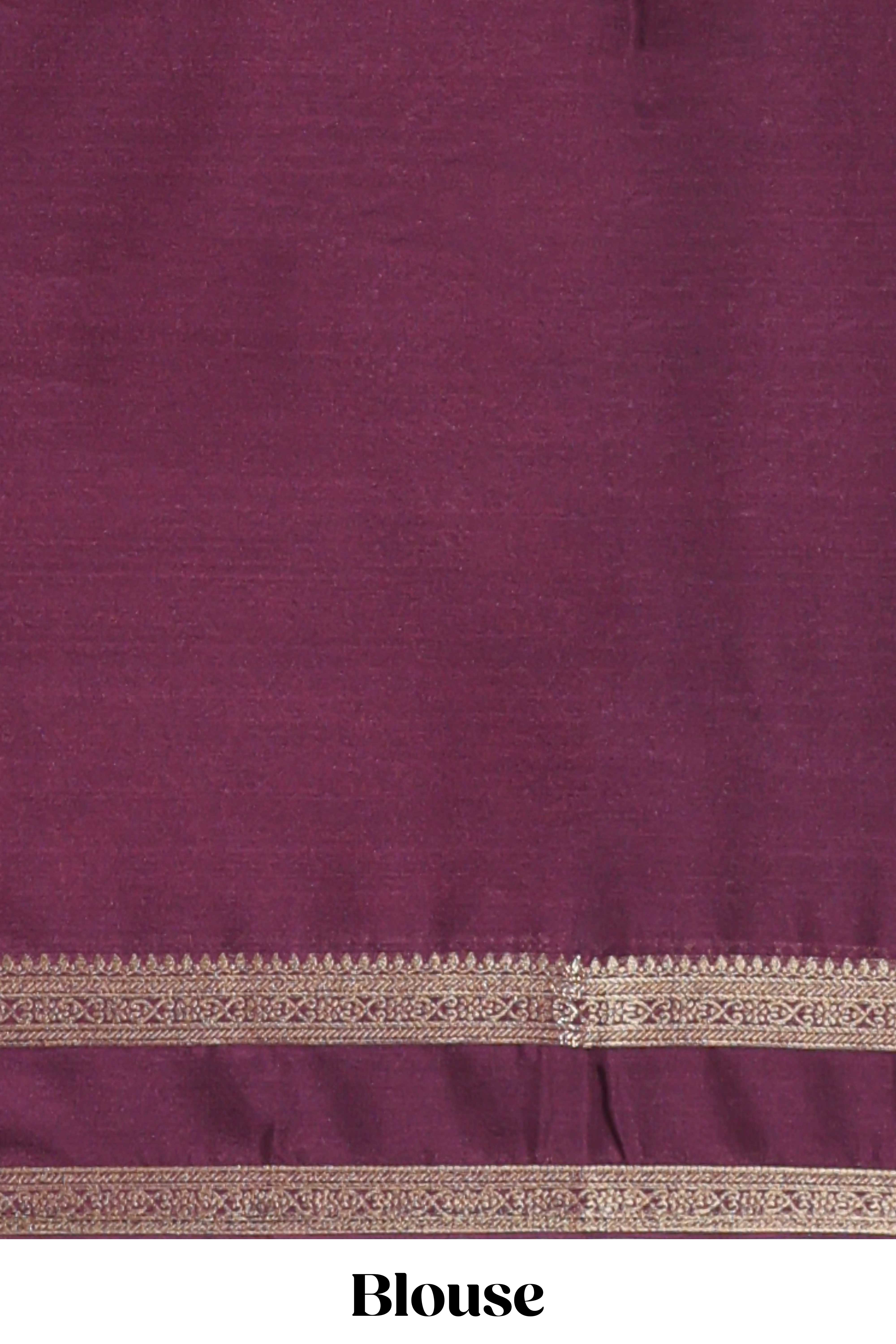 Red art mysore silk saree with retta petta contrast border and rich pallu with plain blouse