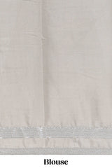 silver art mysore silk saree with retta petta contrast border and rich pallu with plain blouse
