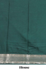 Turquoise blue zari butta art mysore silk saree with contrast border andblouse