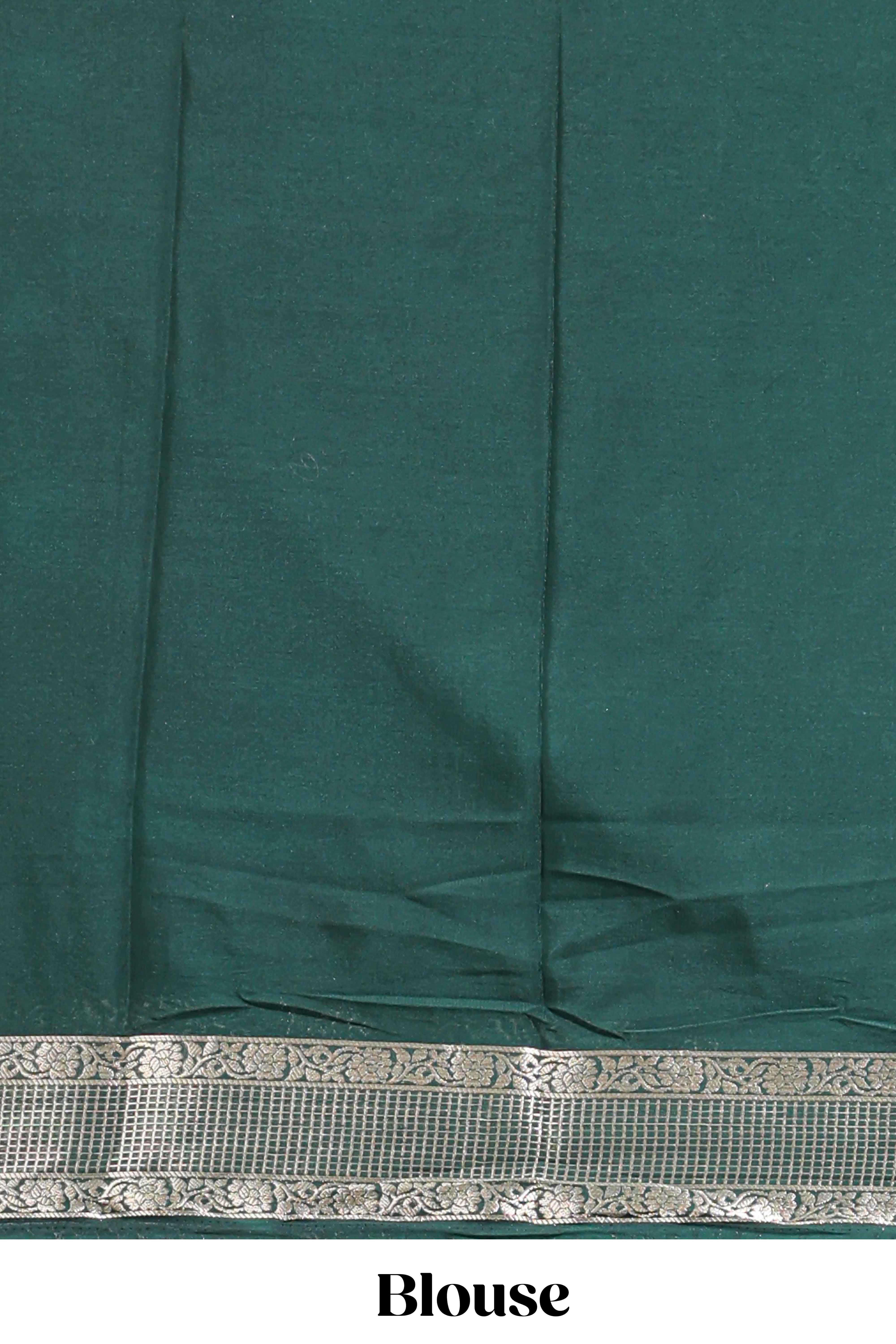 Turquoise blue zari butta art mysore silk saree with contrast border andblouse
