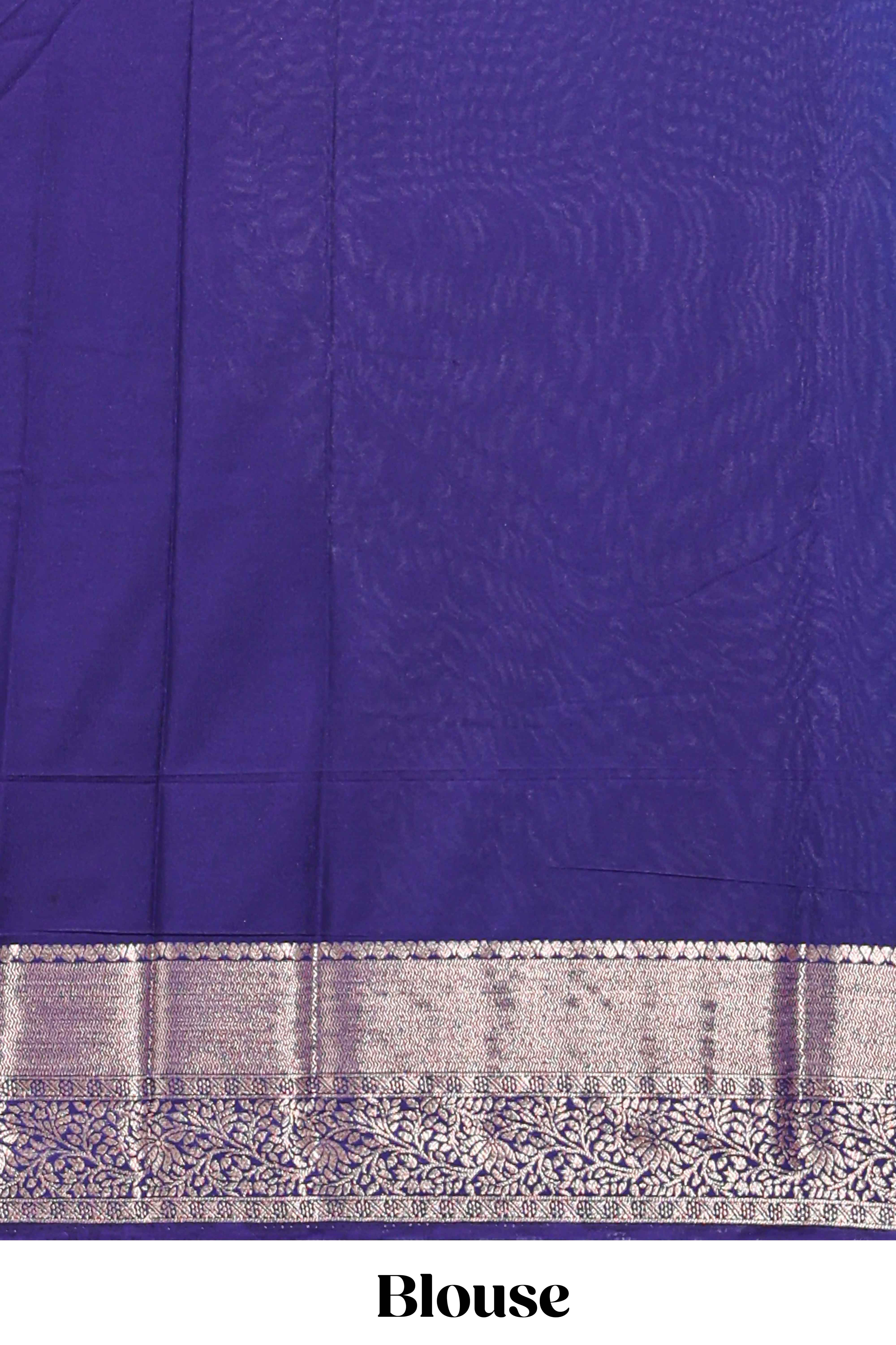 Cyan Blue floral butta motifs art mysore silk saree with contrast zari border and plain blouse