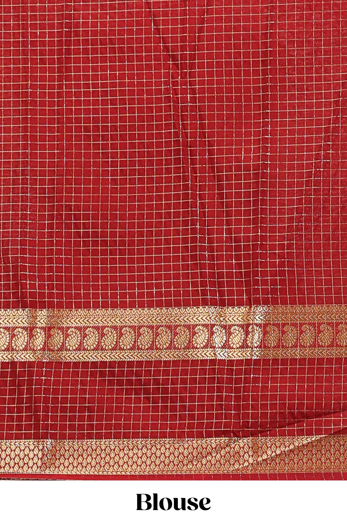 Green checked art mysore silk saree with contrast zari border and blouse