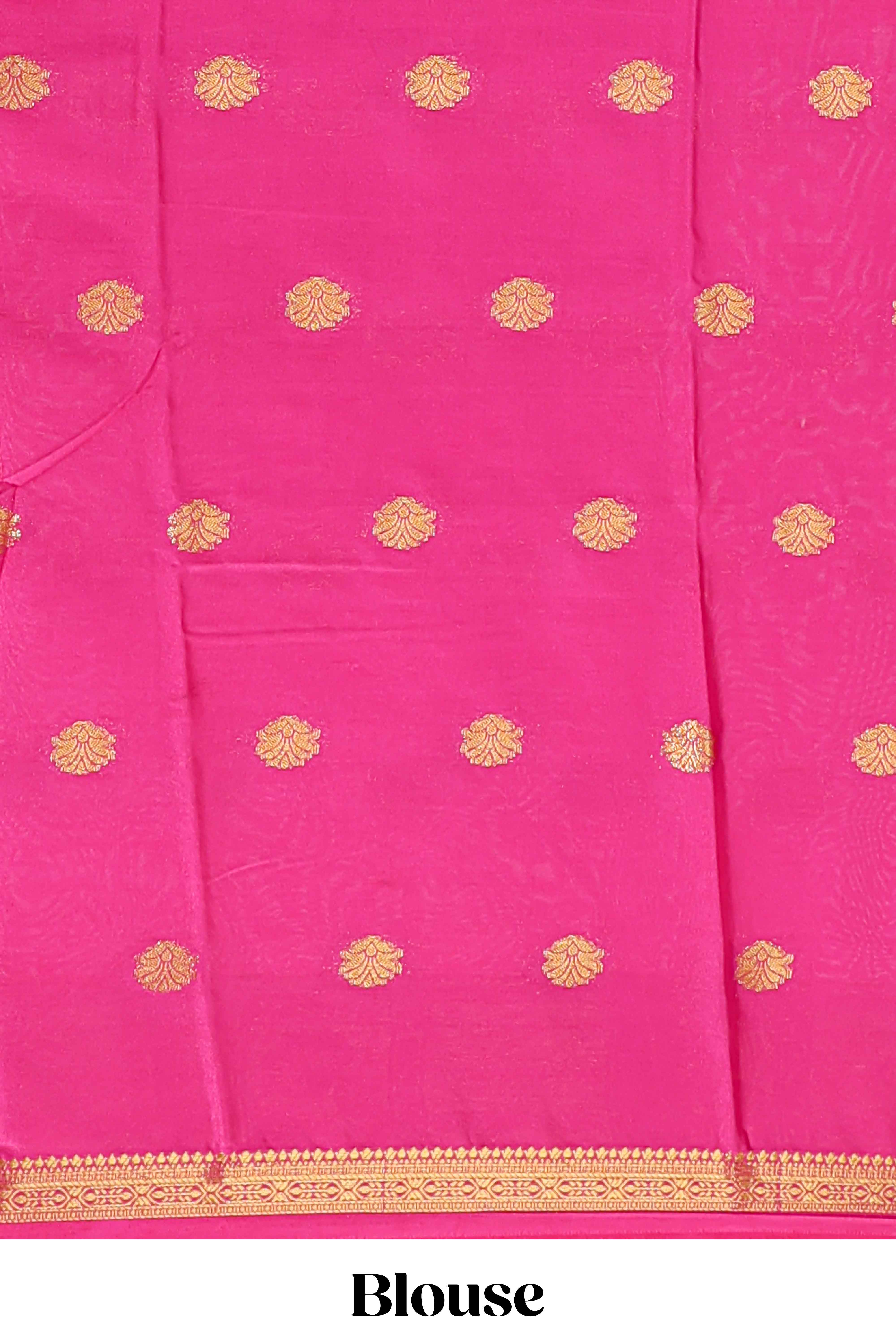 Cream butta designed art mysore silk saree with contrast zari border and blouse