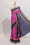 Magenta butta designed art mysore silk saree with contrast zari border and blouse