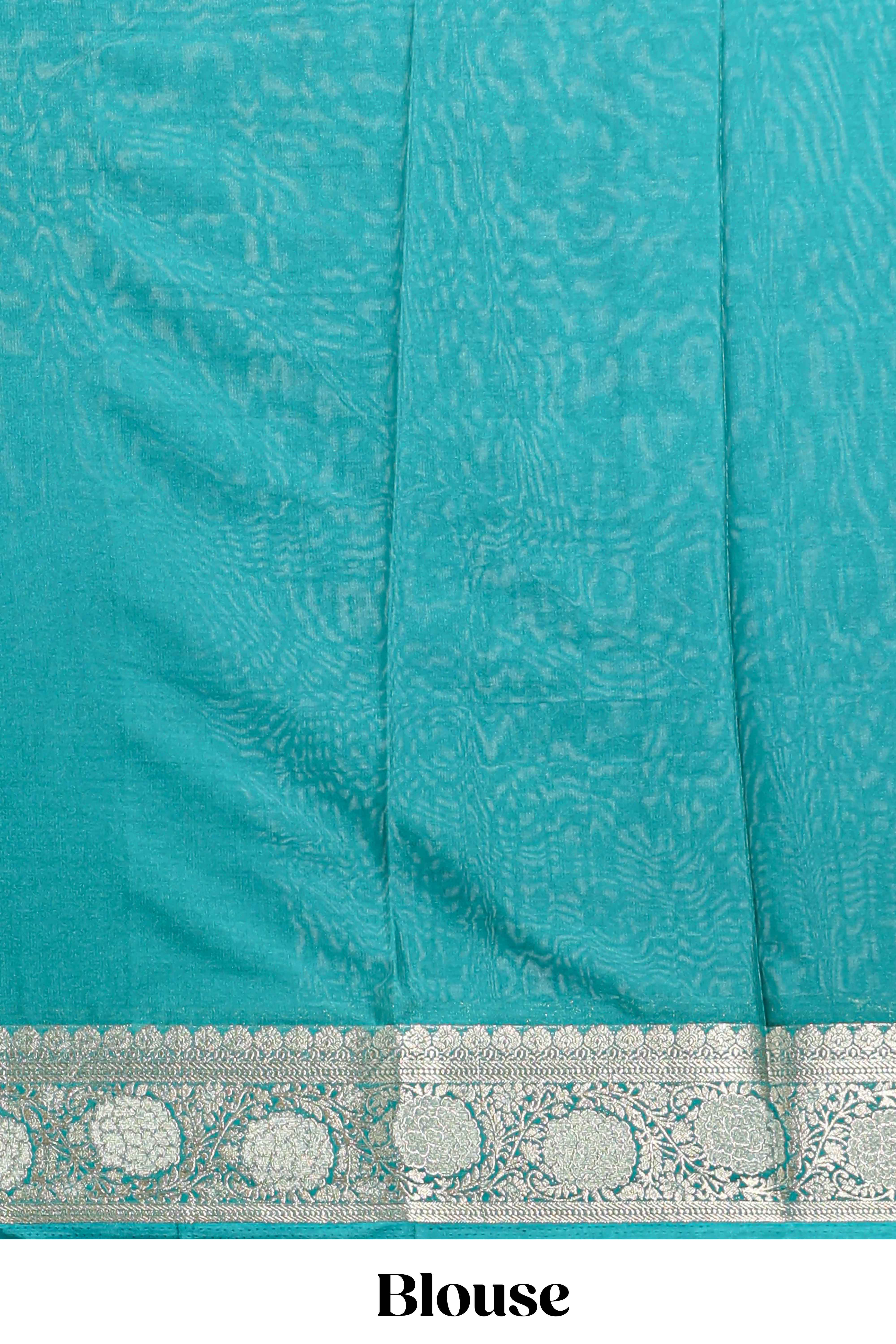 Green plain art mysore silk saree with self zari border and matching blouse