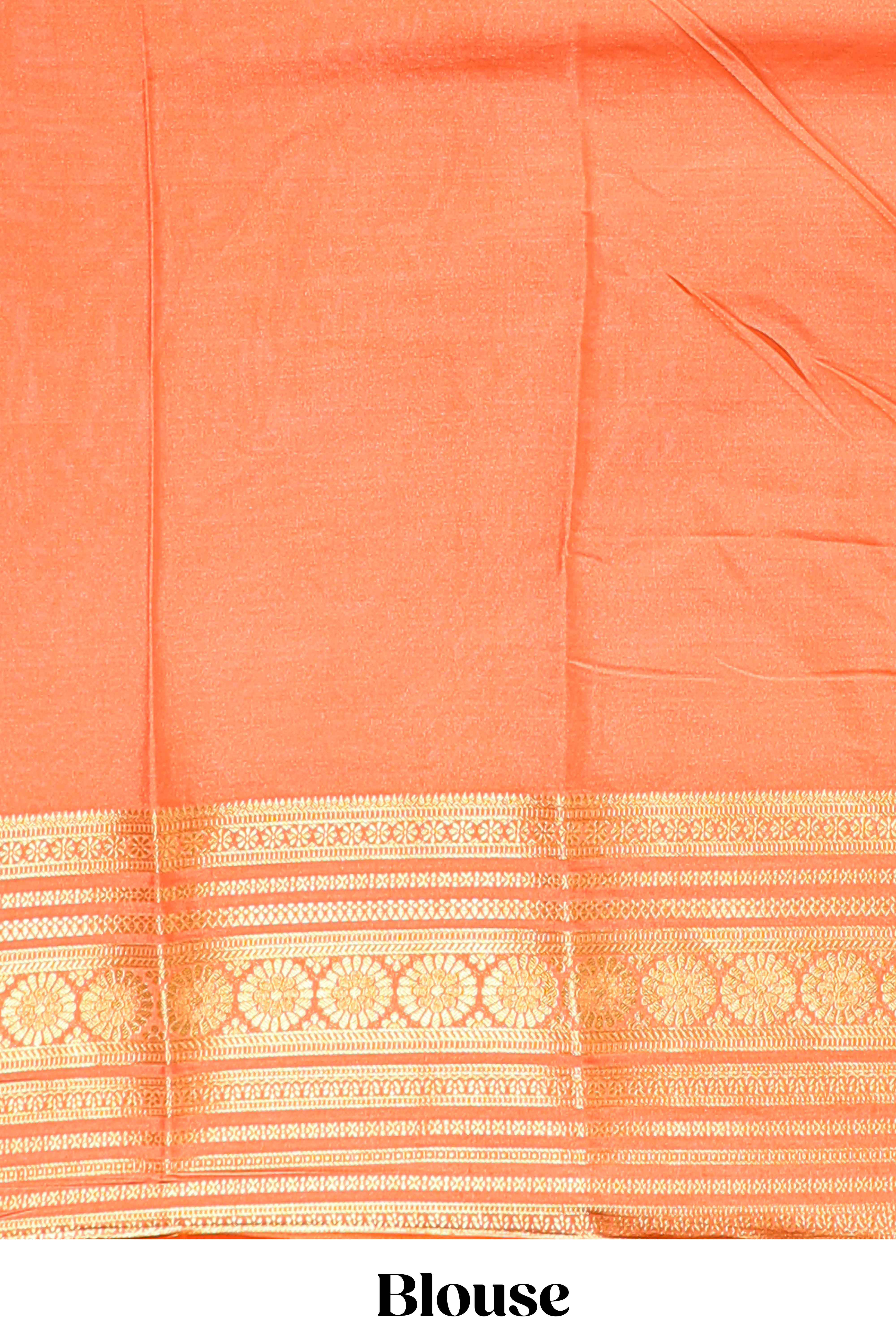 Maroon plain art mysore silk saree with contrast zari border and blouse