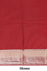 Orange zari motifs design art mysore silk saree with contrast zari border and blouse