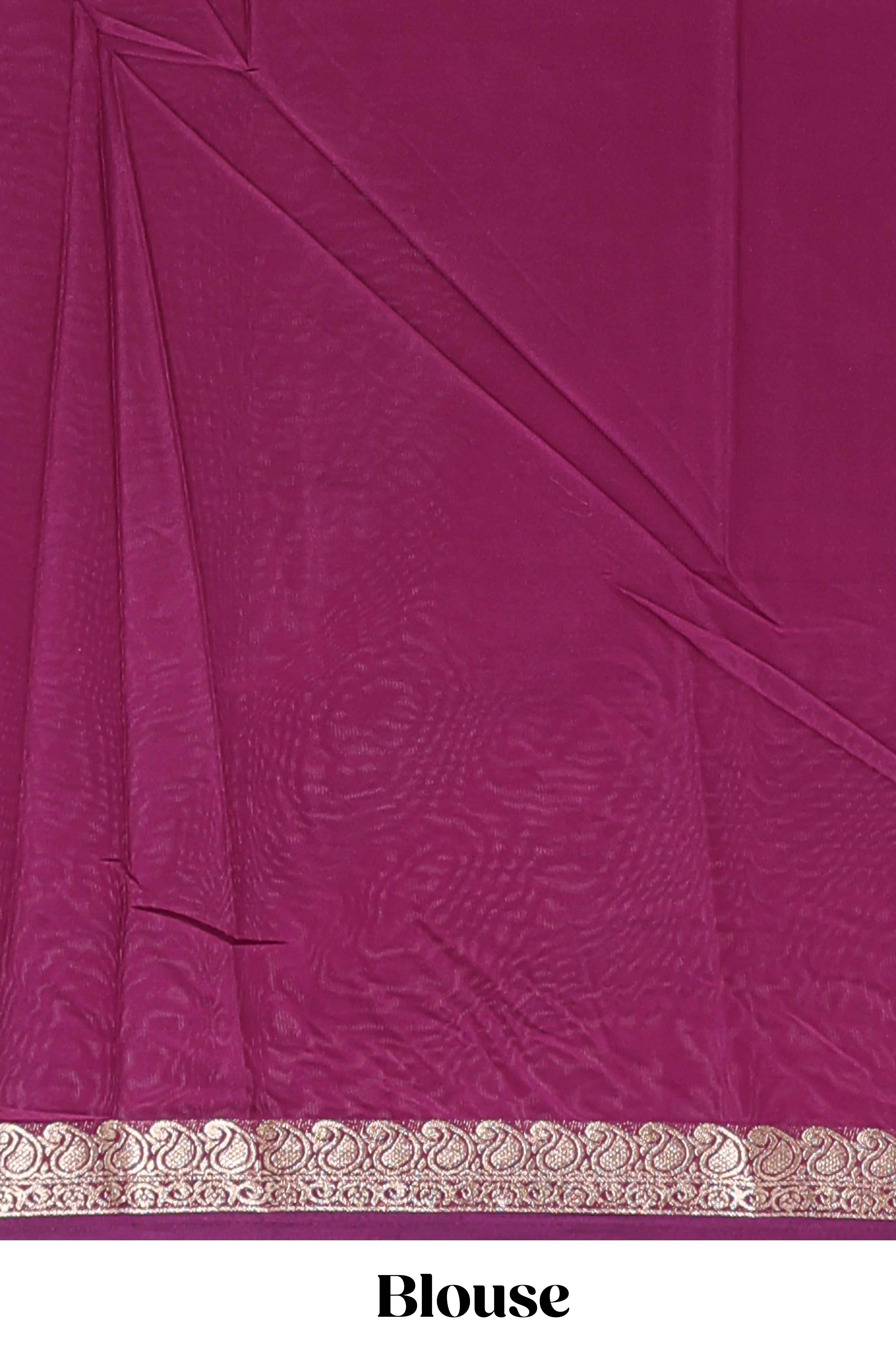 Pink plain design art mysore silk saree with contrast zari border and blouse