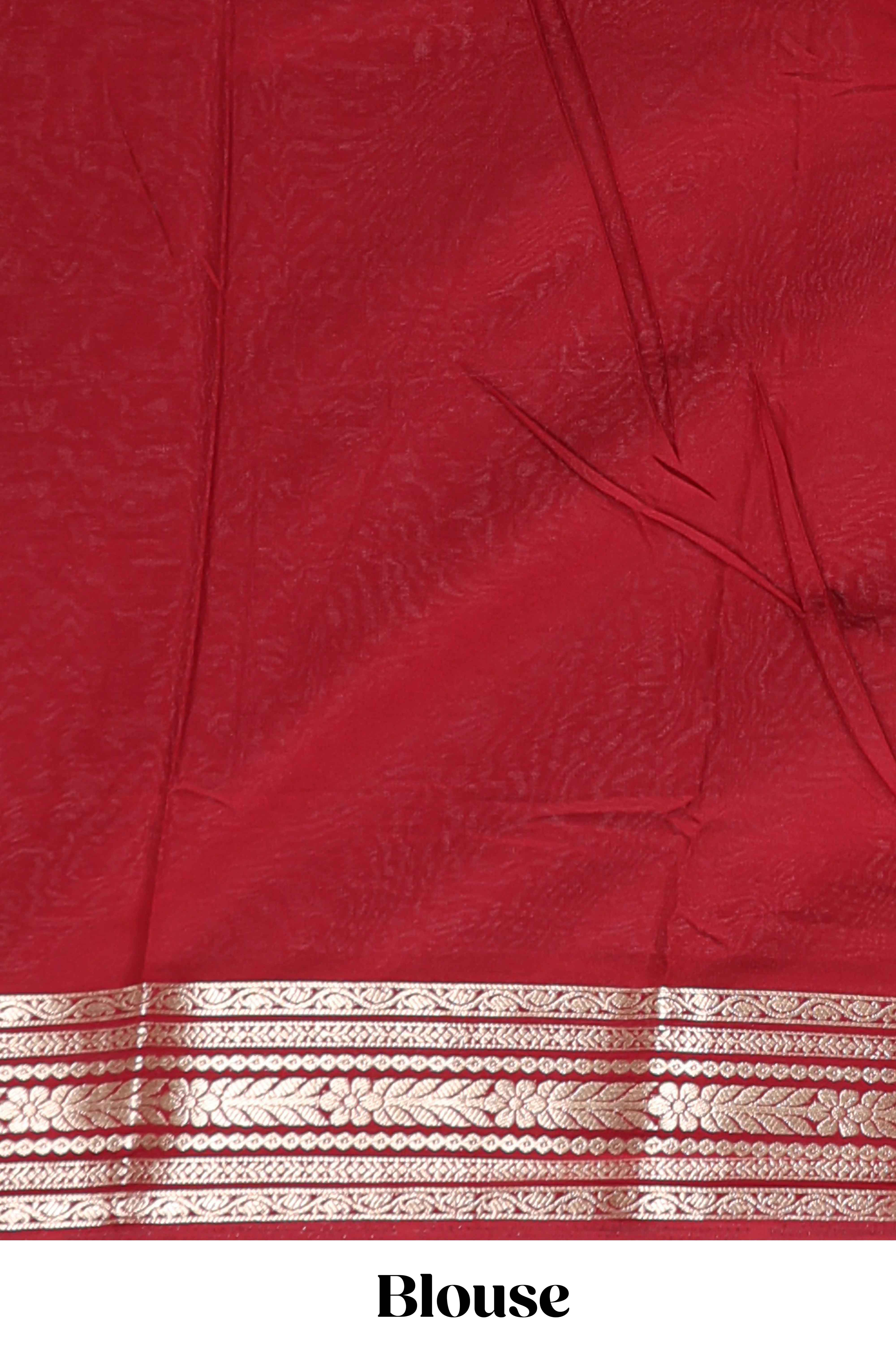 Orange plain design art mysore silk saree with contrast zari border and blouse