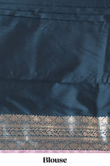 Lavender Checked Art Silk Saree with Rich Gold Zari Border and Grand Zari Woven Pallu with Contrast Blouse