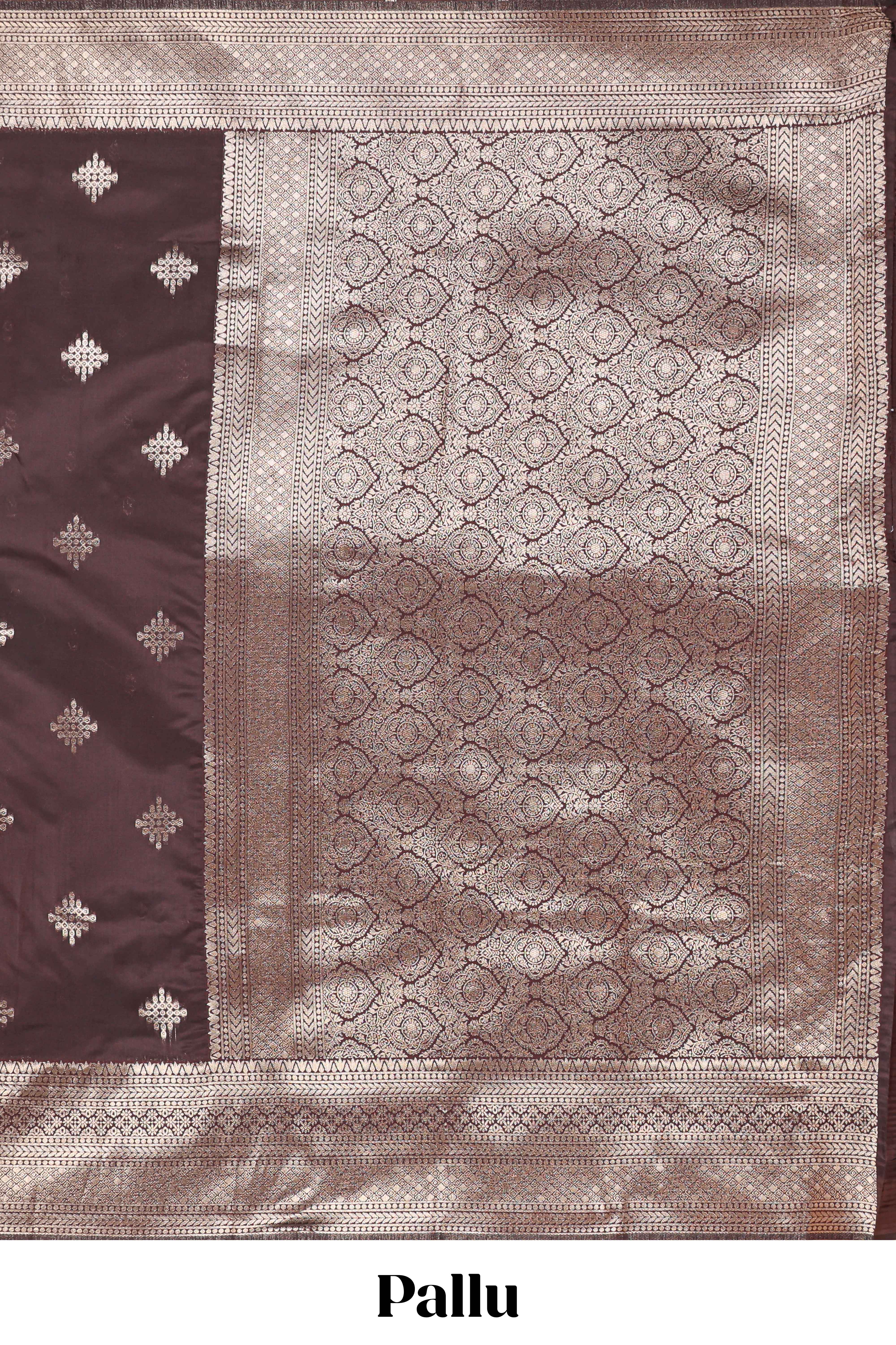 Coffee Brown Art Silk Saree with Geometric Design Rich Zari Border and Border with Matching Blouse