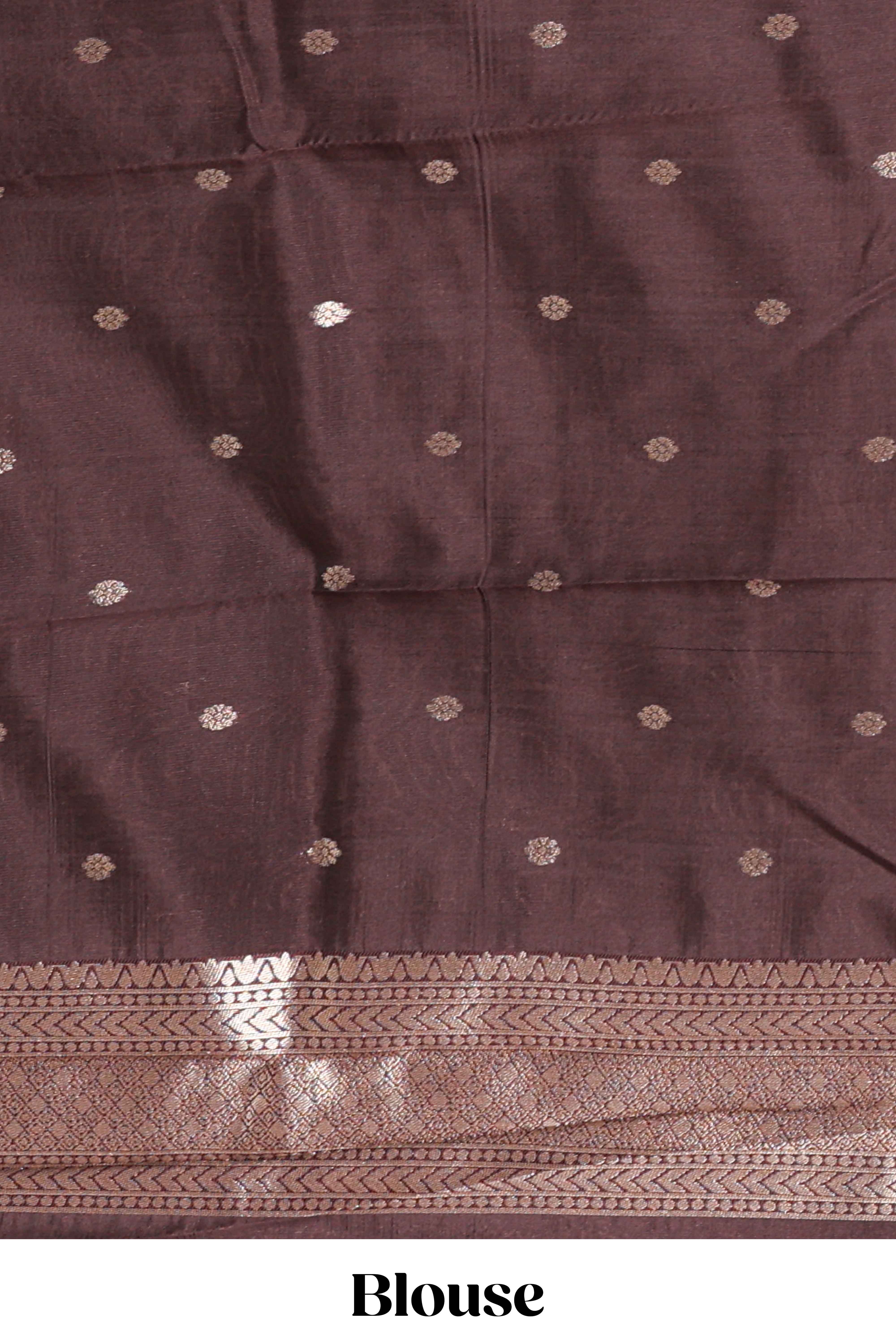 Coffee Brown Art Silk Saree with Geometric Design Rich Zari Border and Border with Matching Blouse