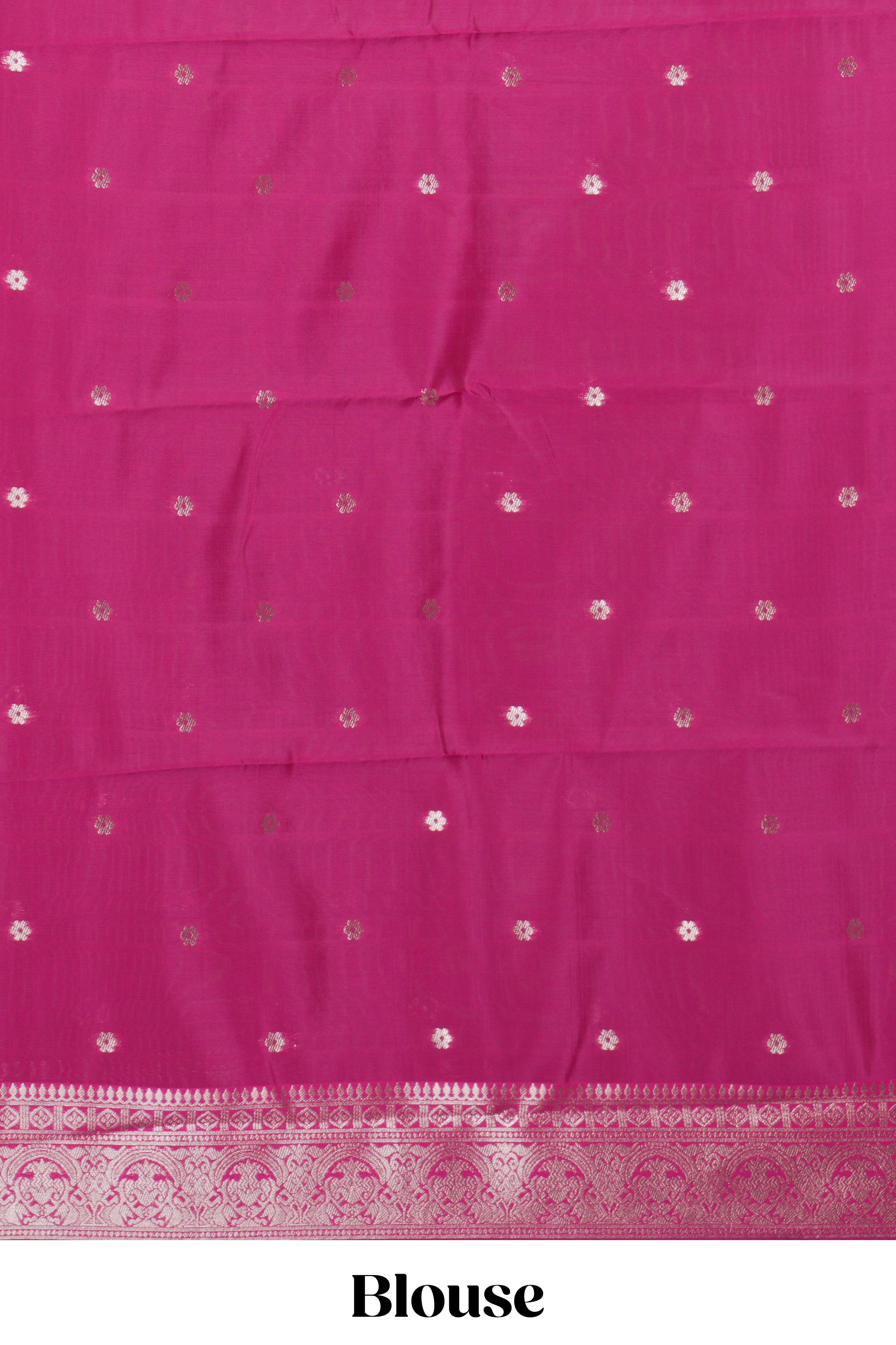 Magenta checked zari motifs art silk saree with self zari border and matching zari motifs blouse