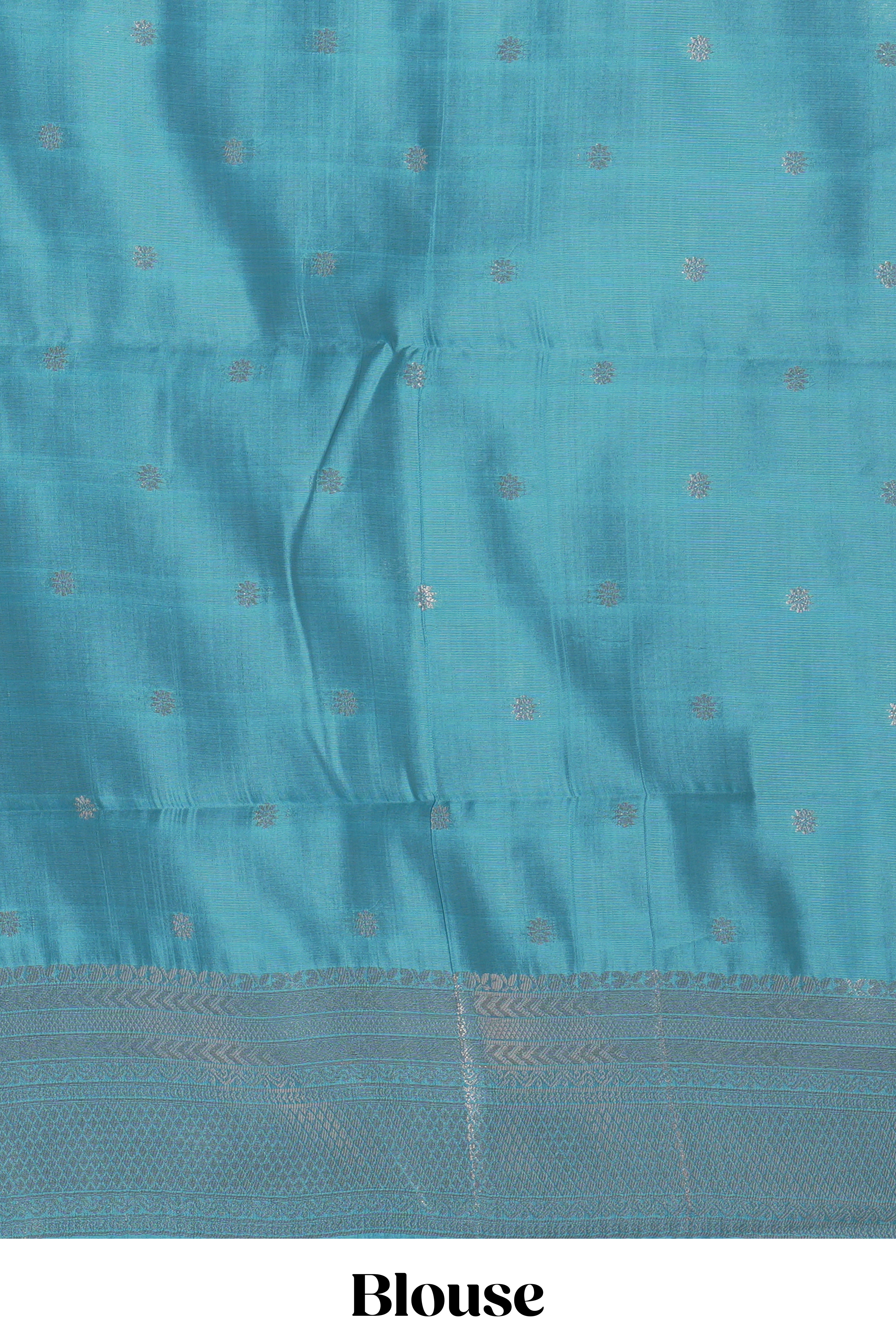 Blue zari motifs art silk saree with self zari border and matching zari motifs blouse