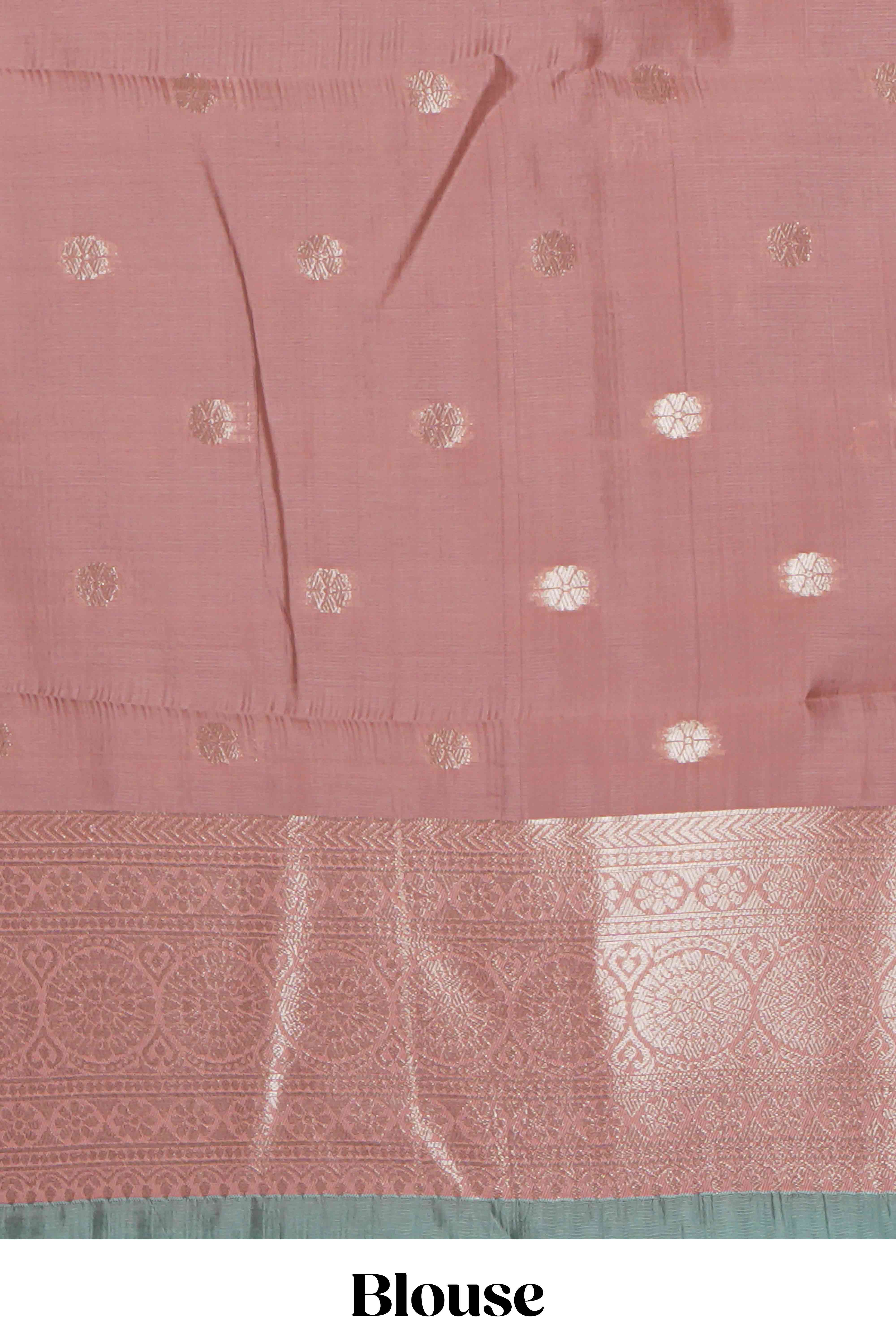Dark brown floral moifs design art silk saree with contrast zari border and zari motifs blouse
